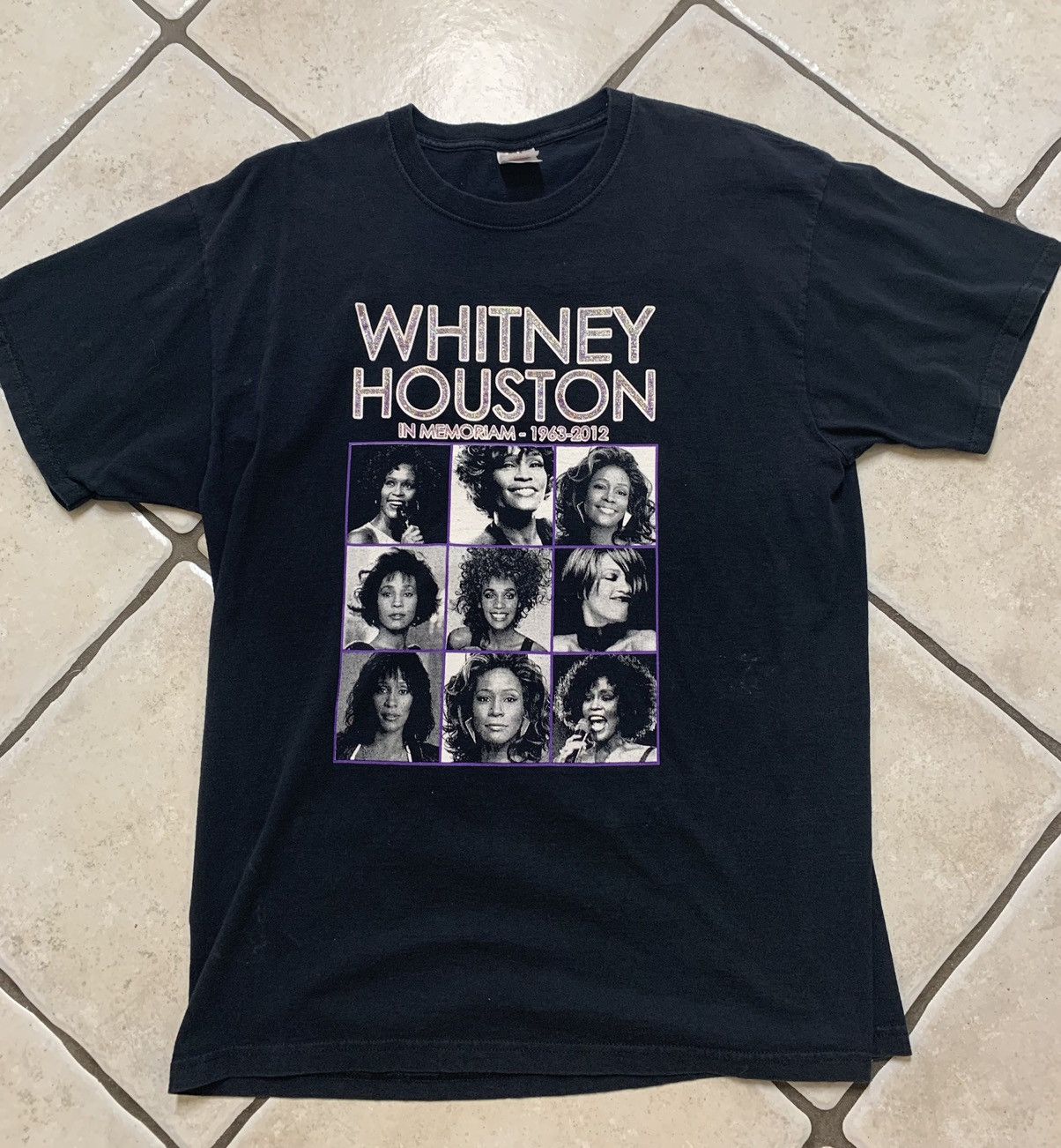 Double Sided Authentic Rare Whitney Houston Memorial Tshirt- good XLARGE