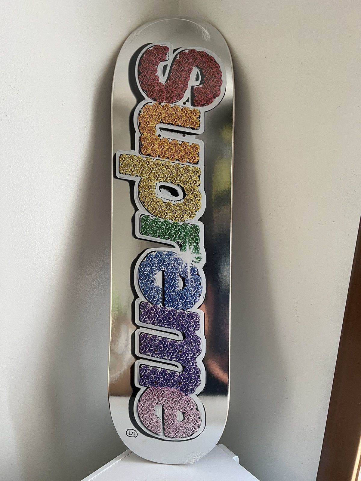 Supreme Supreme Bling Box Logo Skateboard Platinum 8 1/4 | Grailed