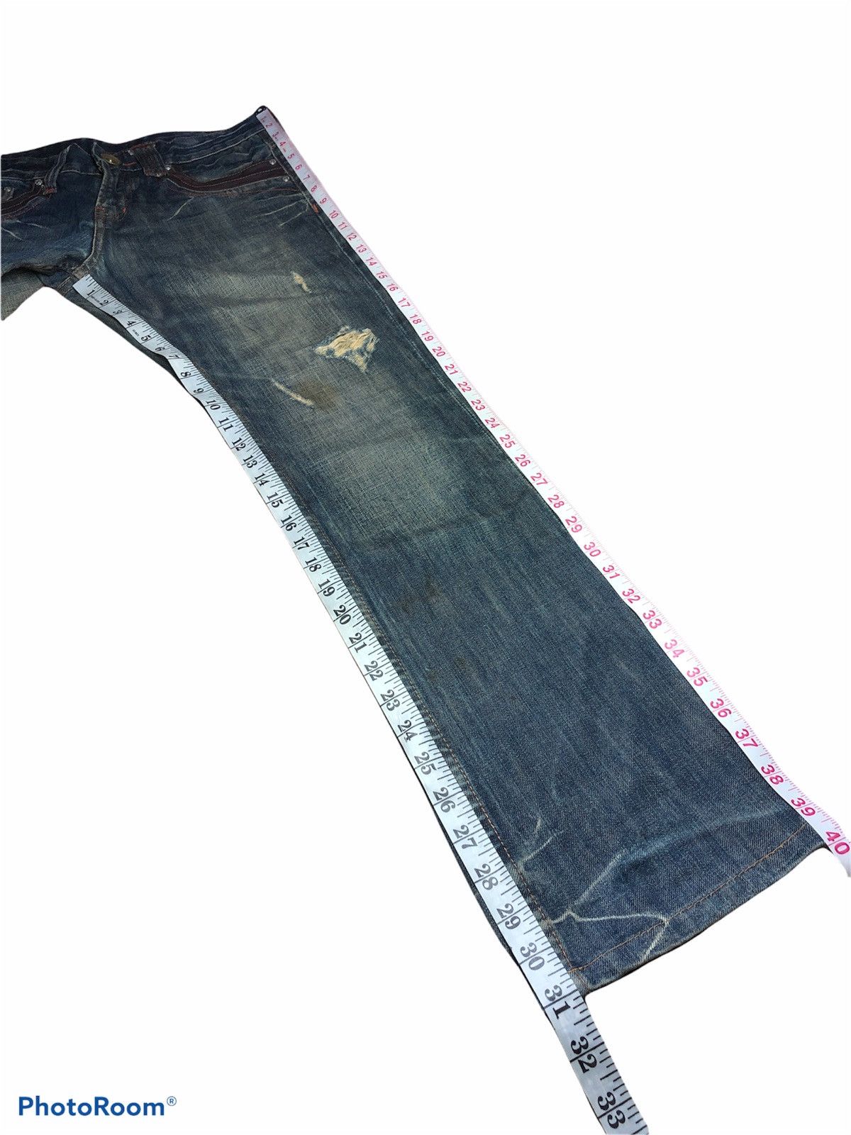 Japanese Brand BACK NUMBER RUSTY DISTRESSED DENIM Size US 30 / EU 46 - 10 Thumbnail