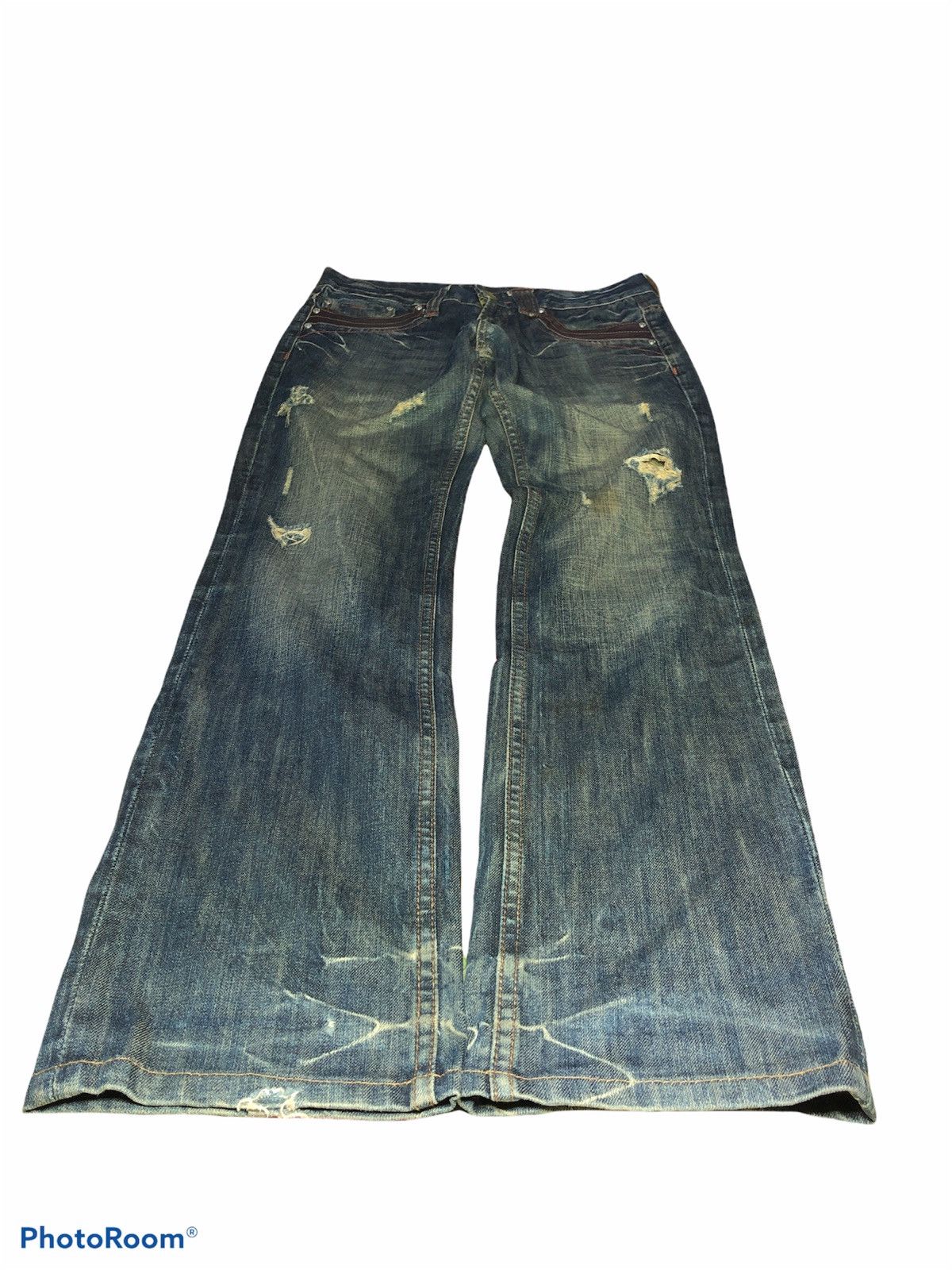 Japanese Brand BACK NUMBER RUSTY DISTRESSED DENIM Size US 30 / EU 46 - 2 Thumbnail