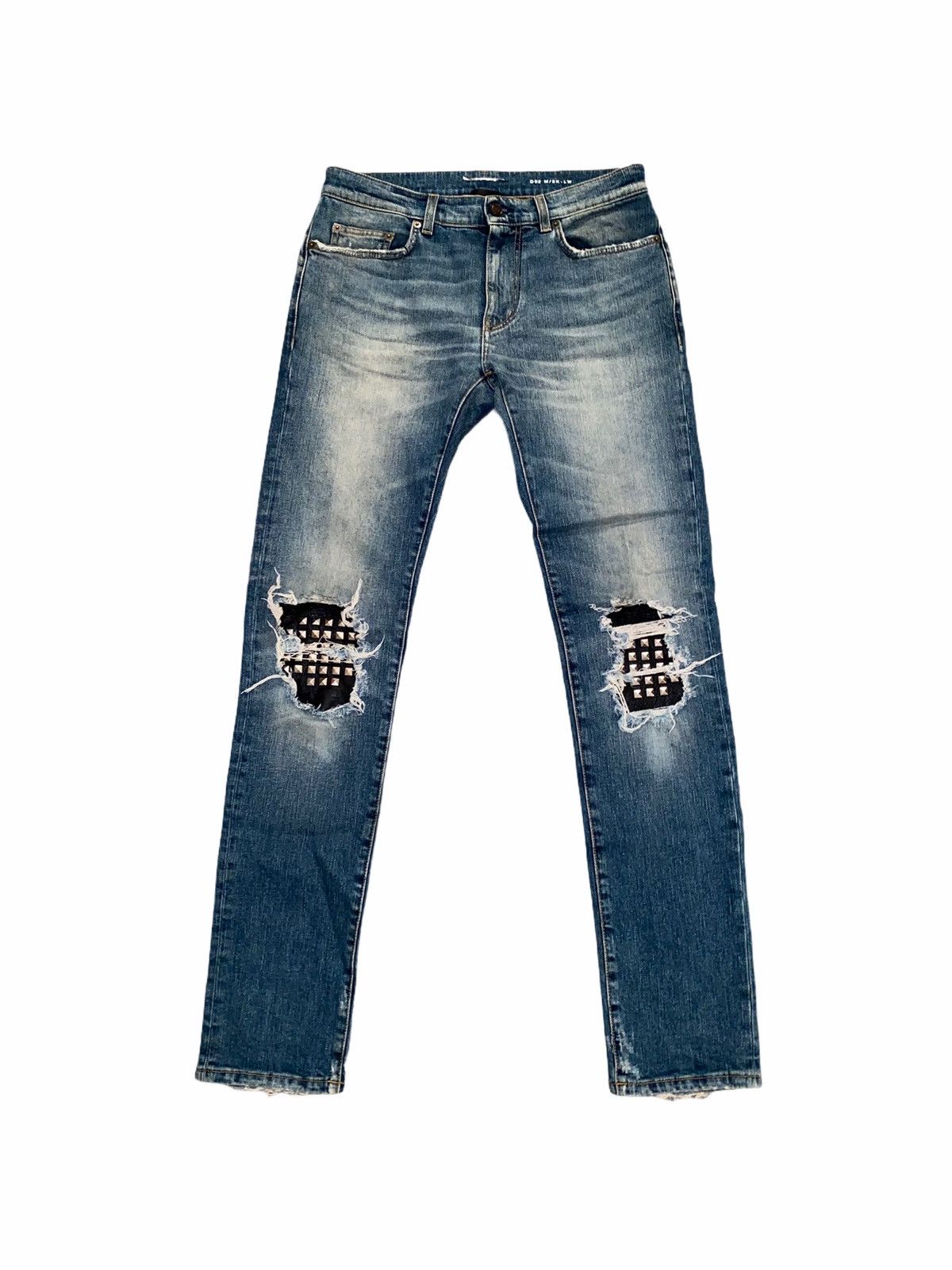 Saint Laurent Paris D02 Studded Distressed Denim