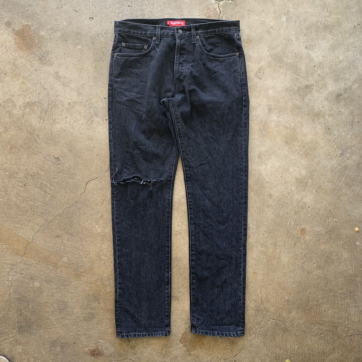 Supreme Supreme Stone Washed Black Slim Jeans | Grailed