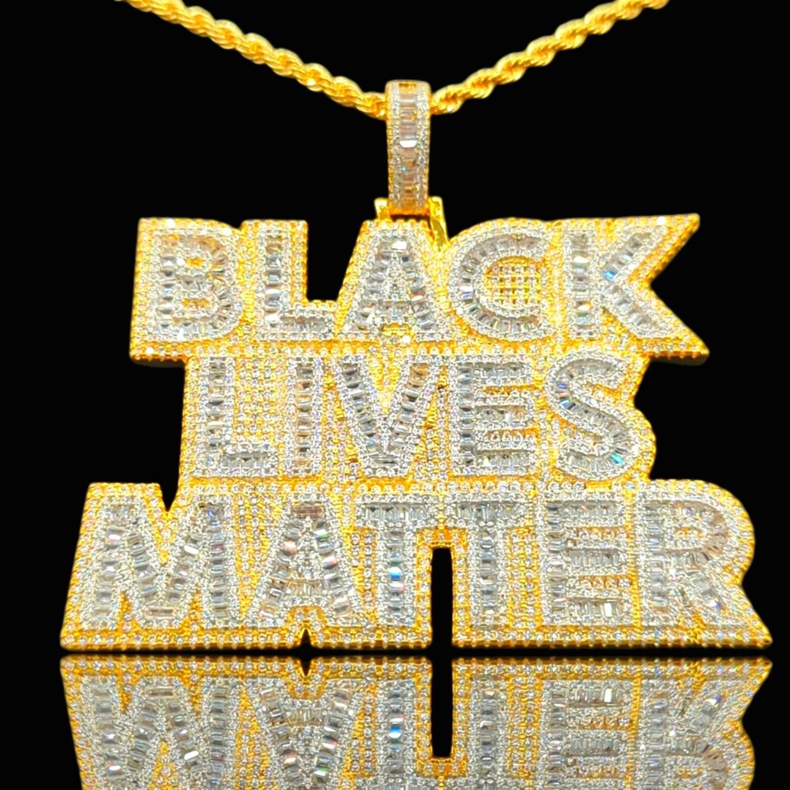 Custom 14K Yellow Gold Finish Black Lives Matter-24