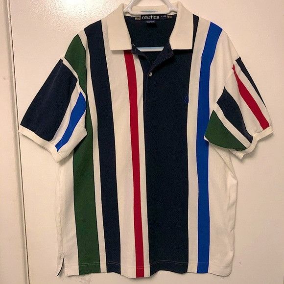 Vintage VTG 90s NAUTICA POLO LOGO STRIPES LARGE MEN | Grailed