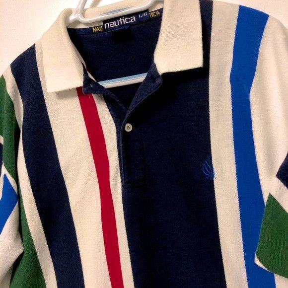 Vintage VTG 90s NAUTICA POLO LOGO STRIPES LARGE MEN | Grailed