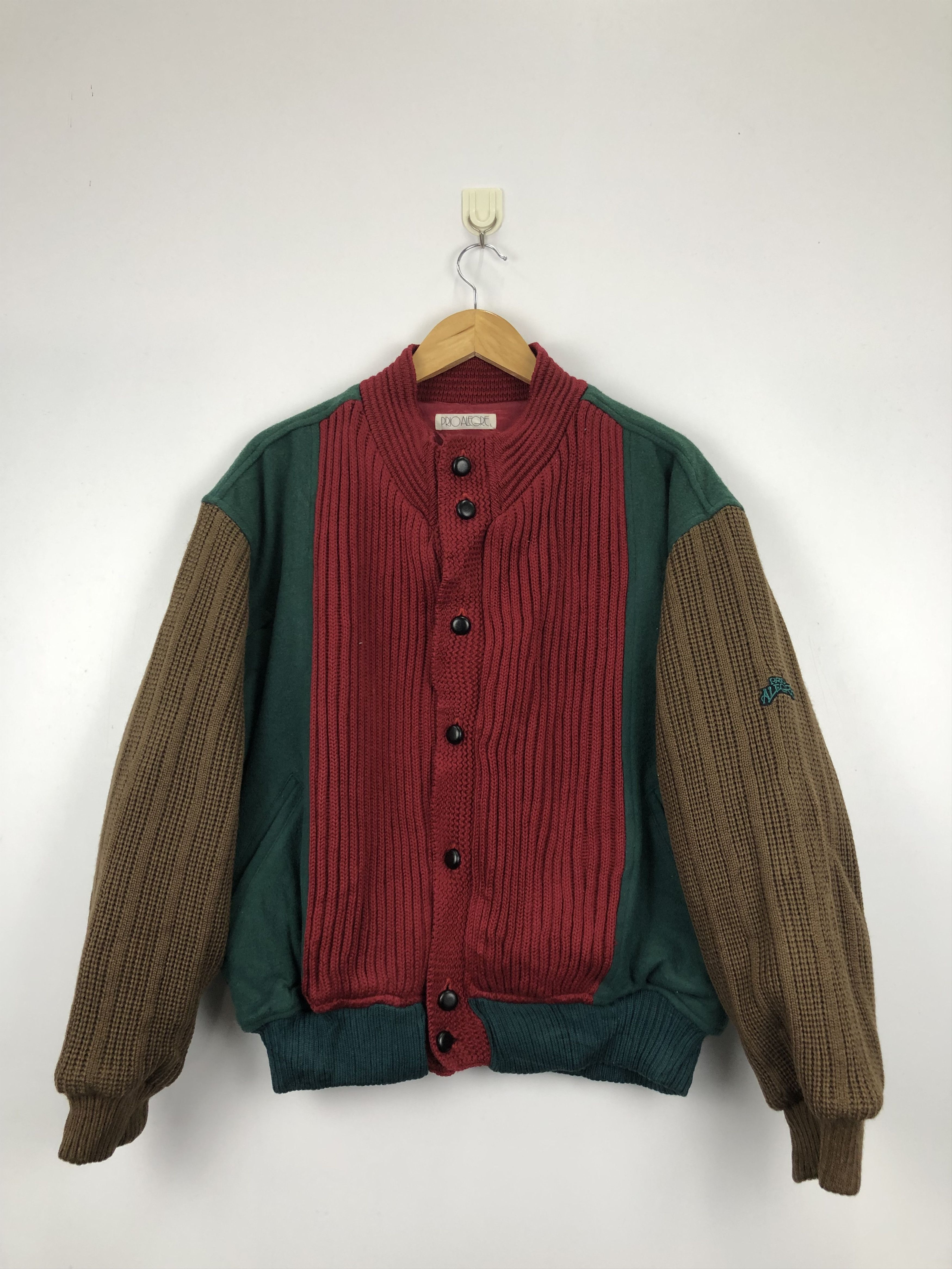 Vintage Vintage Prio Alegre Wool Knit Varsity Jacket V0386 Size US L / EU 52-54 / 3 - 1 Thumbnail