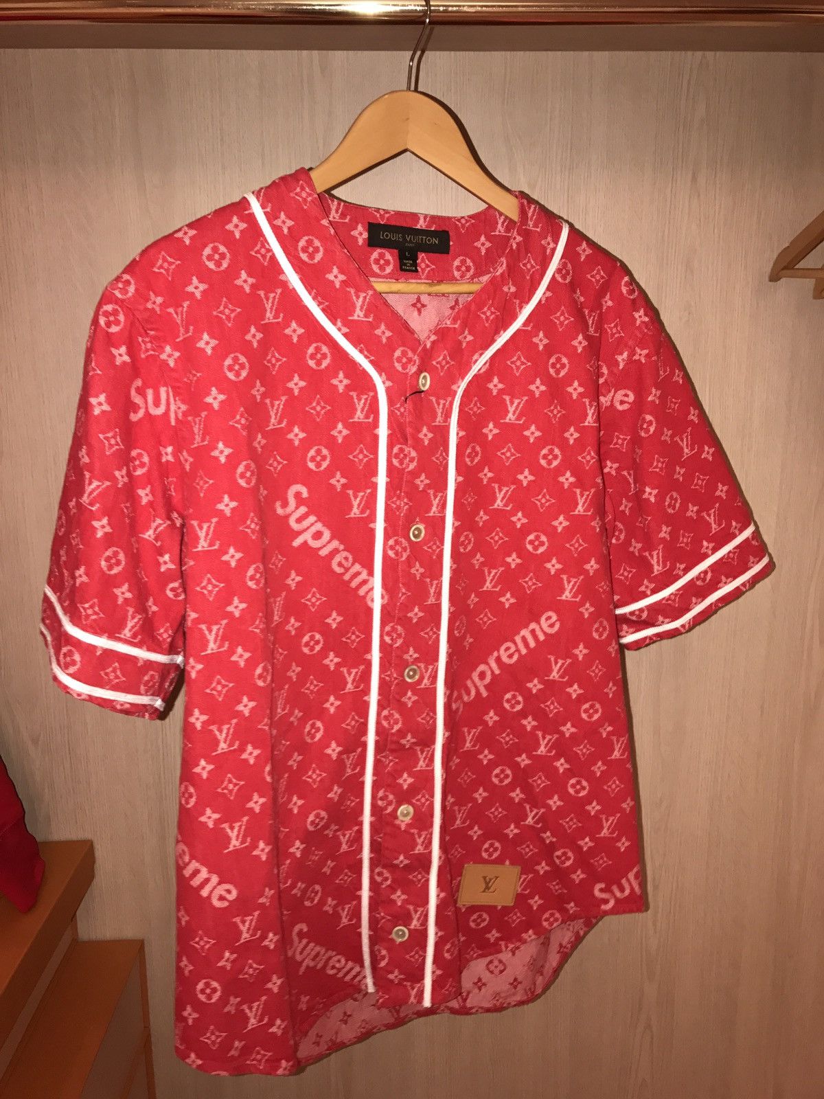 Louis Vuitton Supreme Denim Baseball Jersey