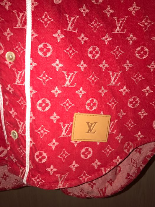 Supreme x Louis Vuitton All Over Monogram Denim Baseball Jersey