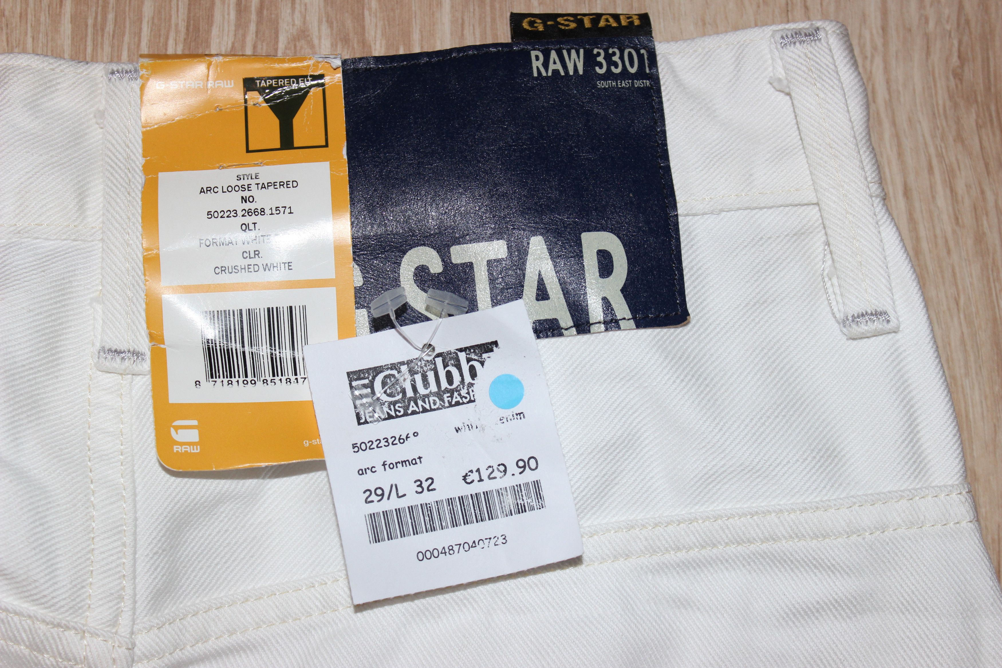 G Star Raw 3301 White Arc Style Pants Jeans W29 L32