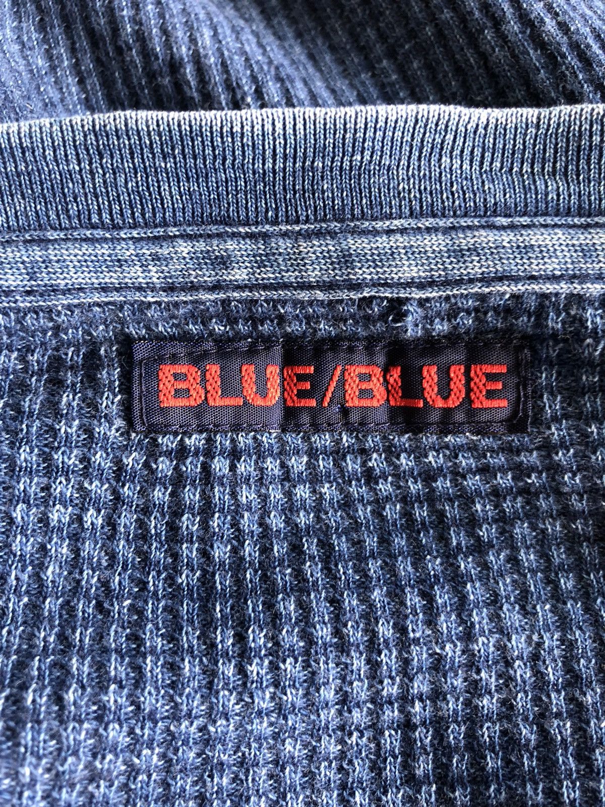 Blue Blue Japan 1990s Blue Blue 🇯🇵 Indigo Dyed Oversized Waffle Sweater Size US L / EU 52-54 / 3 - 7 Thumbnail