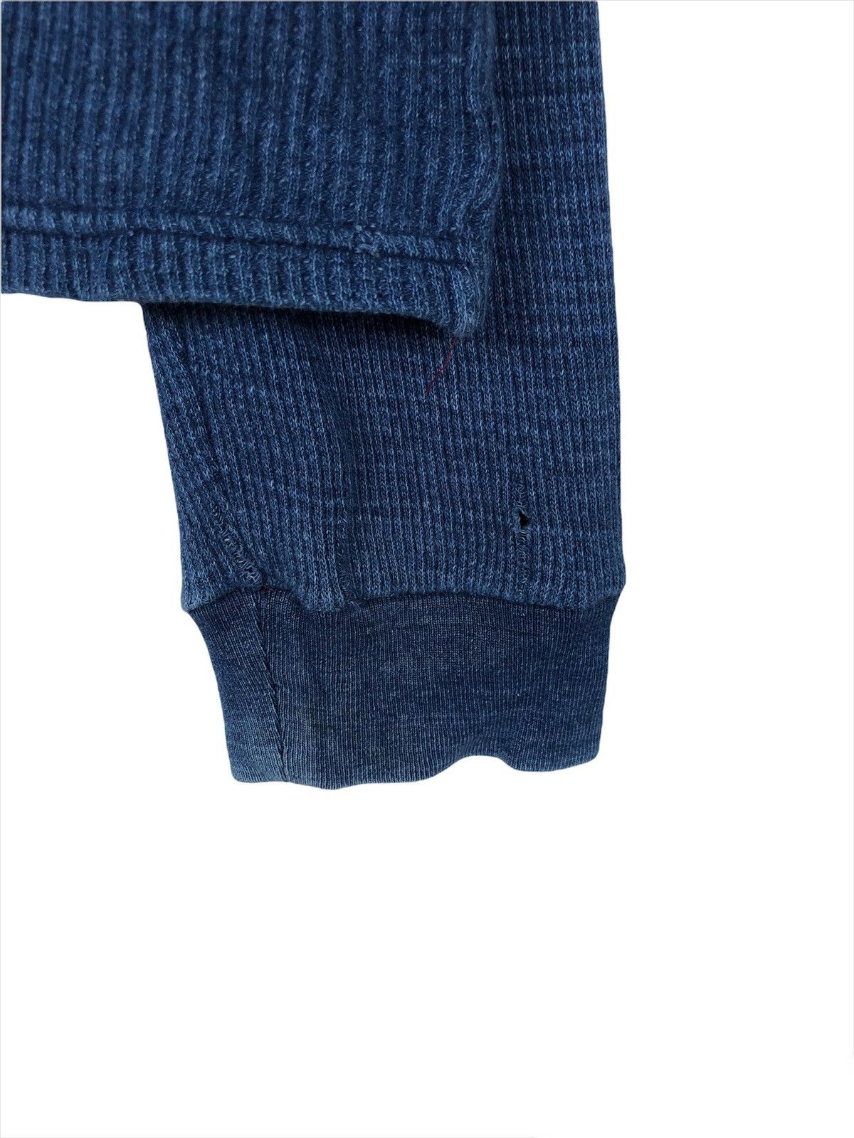 Blue Blue Japan 1990s Blue Blue 🇯🇵 Indigo Dyed Oversized Waffle Sweater Size US L / EU 52-54 / 3 - 5 Thumbnail