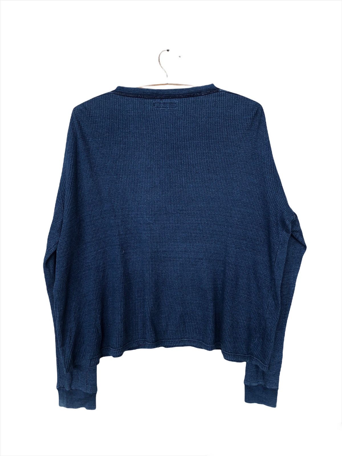 Blue Blue Japan 1990s Blue Blue 🇯🇵 Indigo Dyed Oversized Waffle Sweater Size US L / EU 52-54 / 3 - 4 Thumbnail
