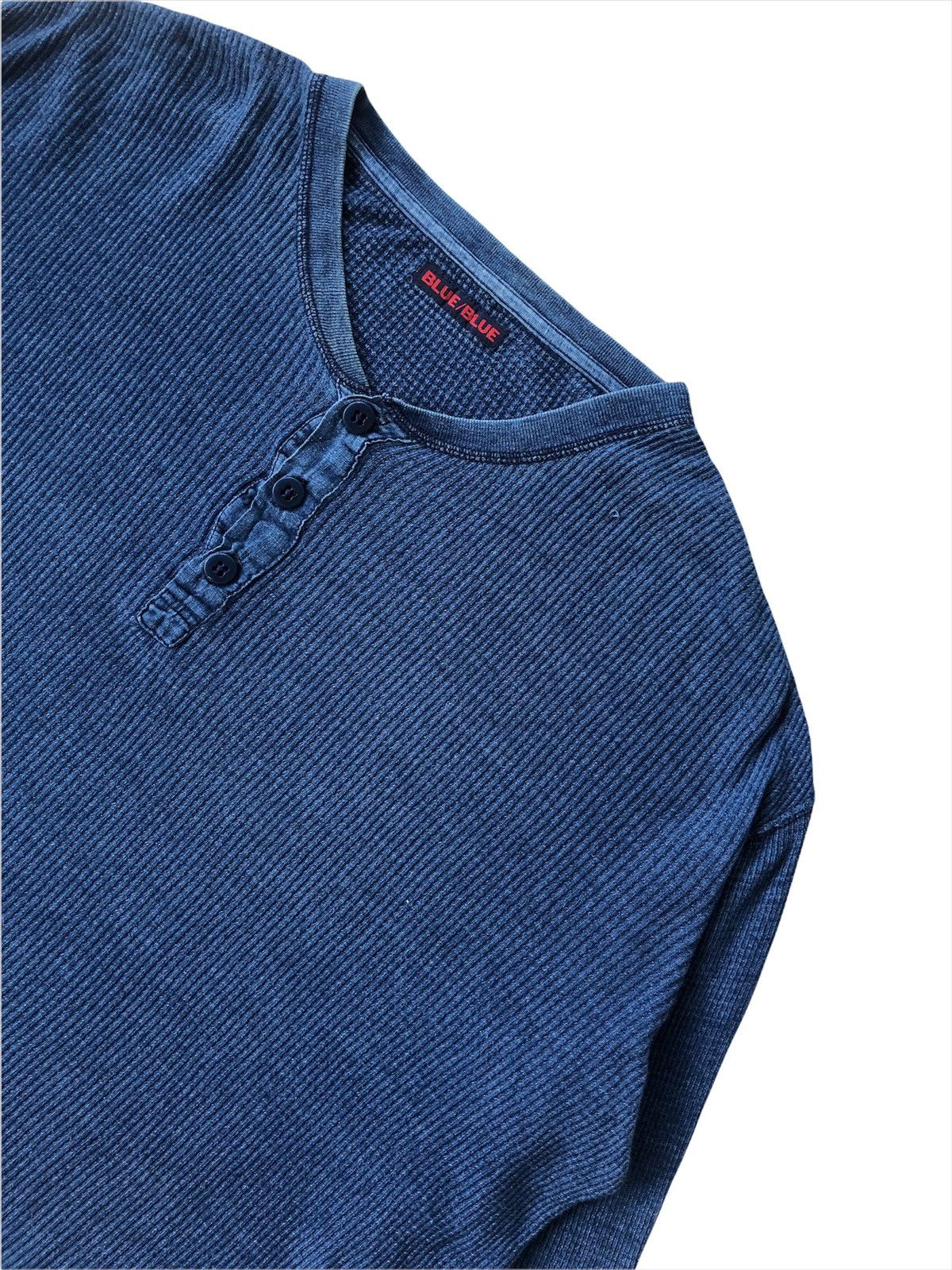 Blue Blue Japan 1990s Blue Blue 🇯🇵 Indigo Dyed Oversized Waffle Sweater Size US L / EU 52-54 / 3 - 1 Thumbnail