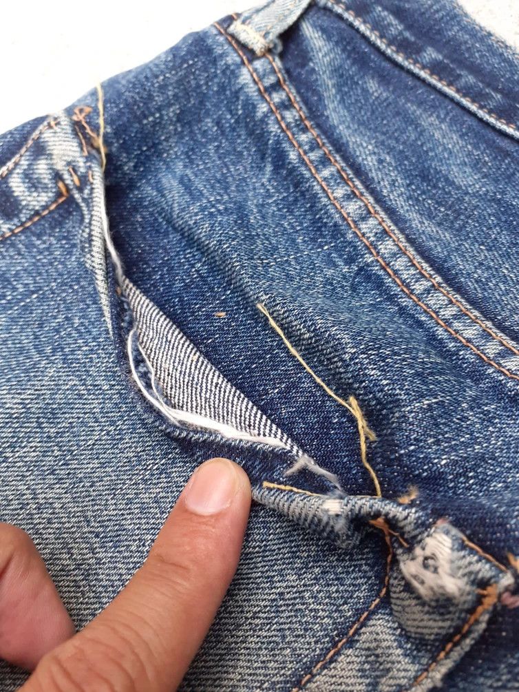 Denime × Vintage Vintage Denime Distressed Leather tab altered Slimfit Japan Size US 30 / EU 46 - 8 Thumbnail