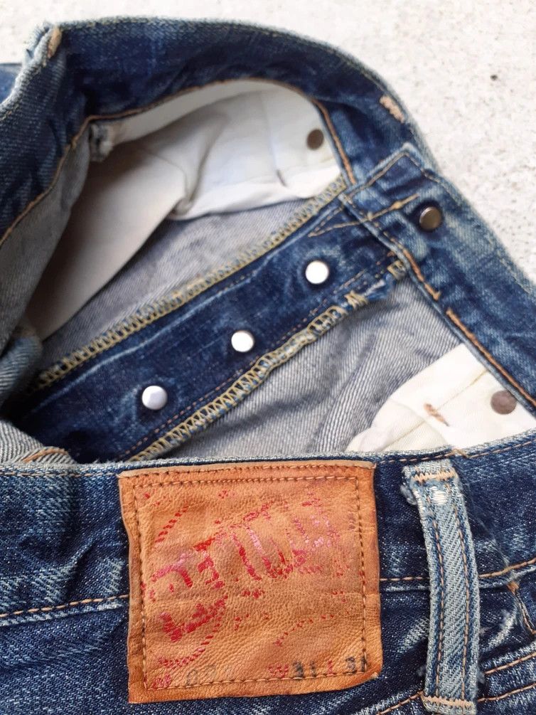 Denime × Vintage Vintage Denime Distressed Leather tab altered Slimfit Japan Size US 30 / EU 46 - 5 Thumbnail