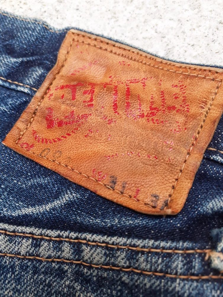 Denime × Vintage Vintage Denime Distressed Leather tab altered Slimfit Japan Size US 30 / EU 46 - 4 Thumbnail