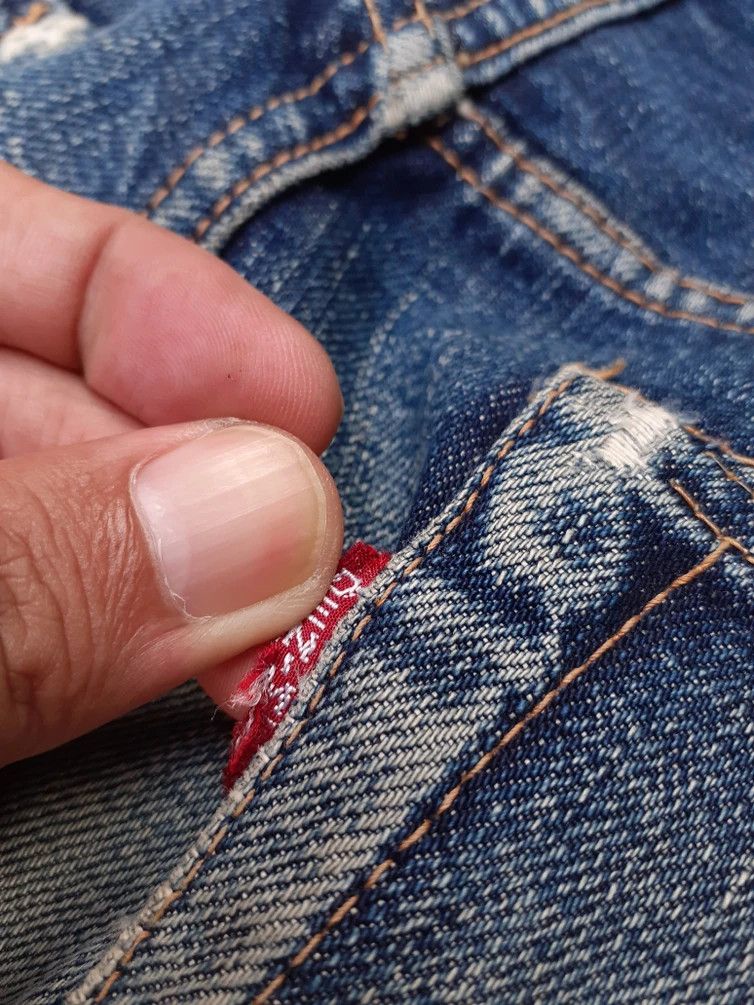 Denime × Vintage Vintage Denime Distressed Leather tab altered Slimfit Japan Size US 30 / EU 46 - 7 Thumbnail