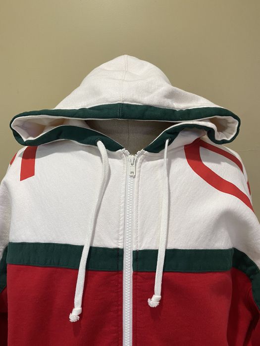 Supreme Supreme Big Logo Paneled Zip Up hooded sweatshirt | Grailed