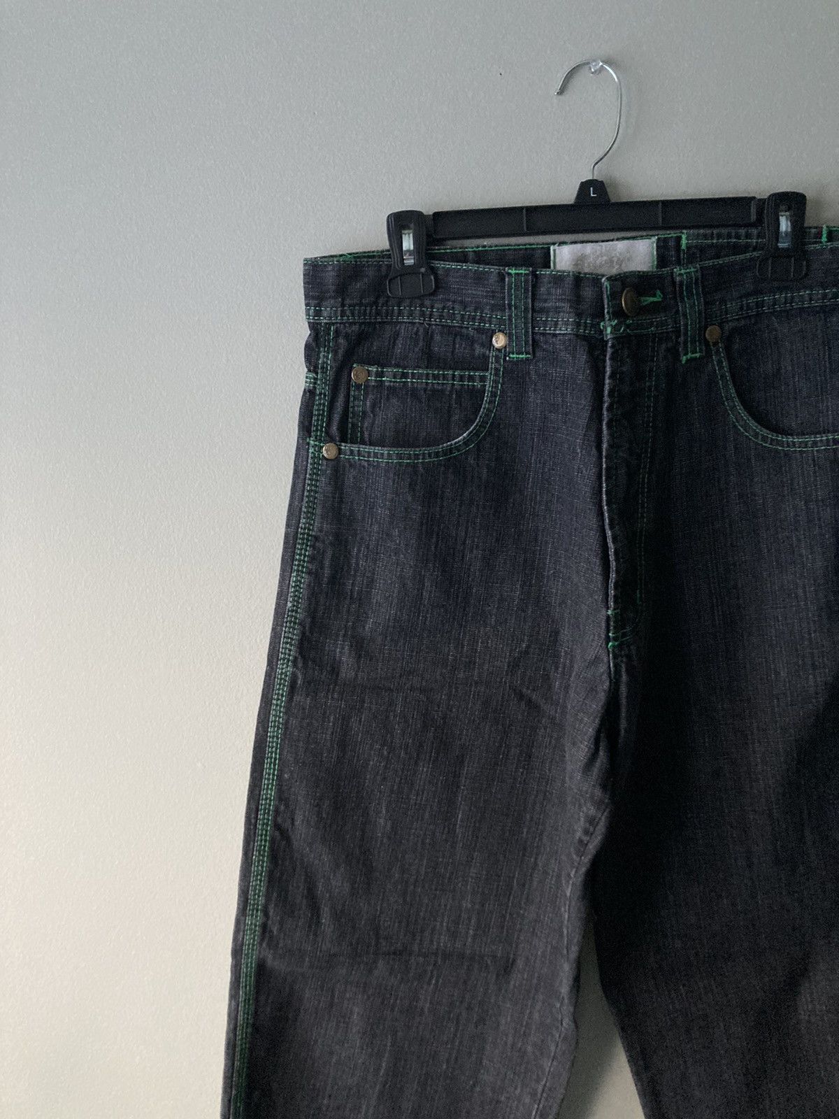Vintage VINTAGE GREEN STITCHING STREETWEAR DENIM PANTS Size US 32 / EU 48 - 2 Thumbnail