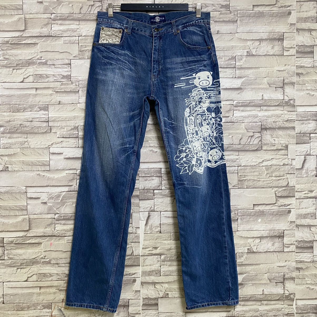 Japanese Brand Japanese Brand BUDEN Denim Piggy Printed Jeans Size US 34 / EU 50 - 4 Thumbnail