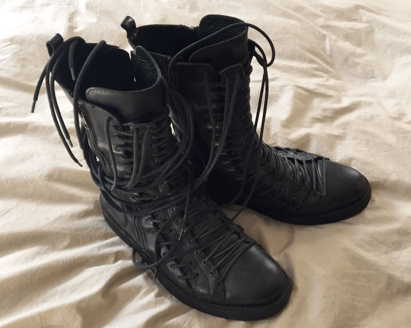 Ann Demeulemeester Iconic FW11 Lace Up zip boots | Grailed