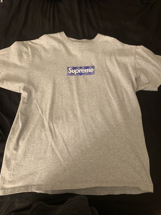 Supreme bandana box deals logo tee grey