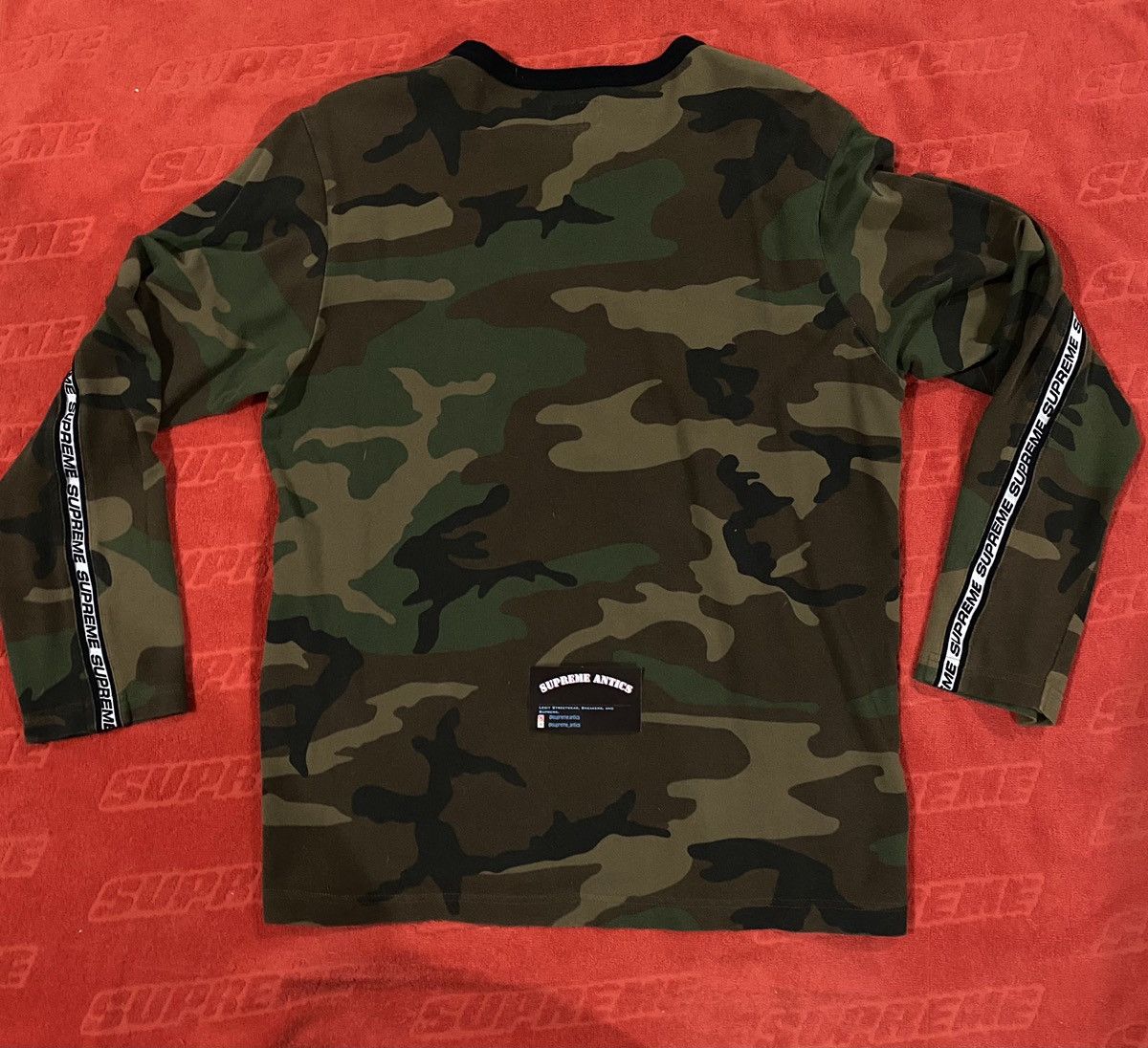 supreme camo long sleeve tape logo thermal Tops