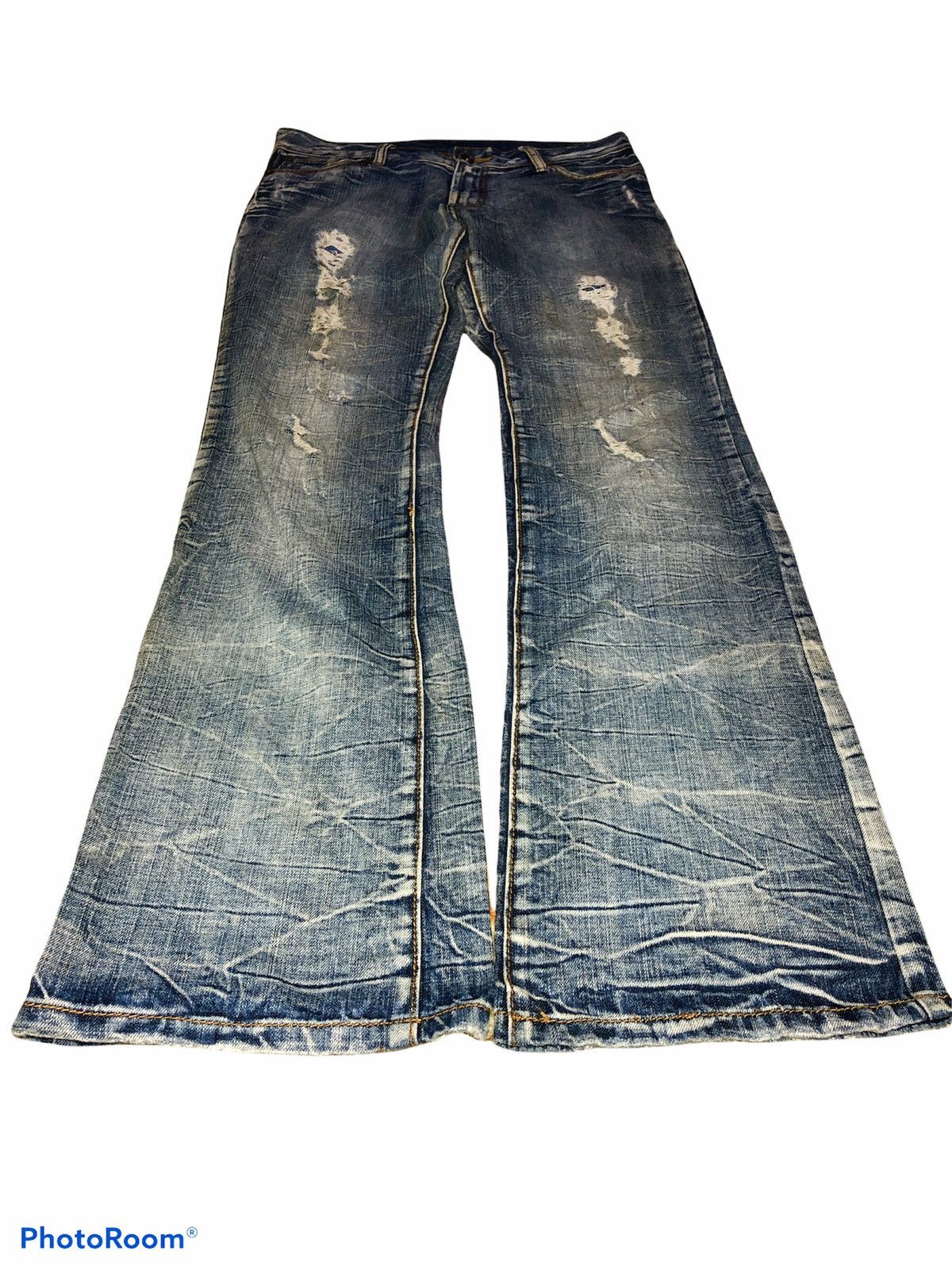 semanticdesign FLARED DISTRESSED DENIM BY SEMANTIC DESIGN Size US 34 / EU 50 - 4 Thumbnail