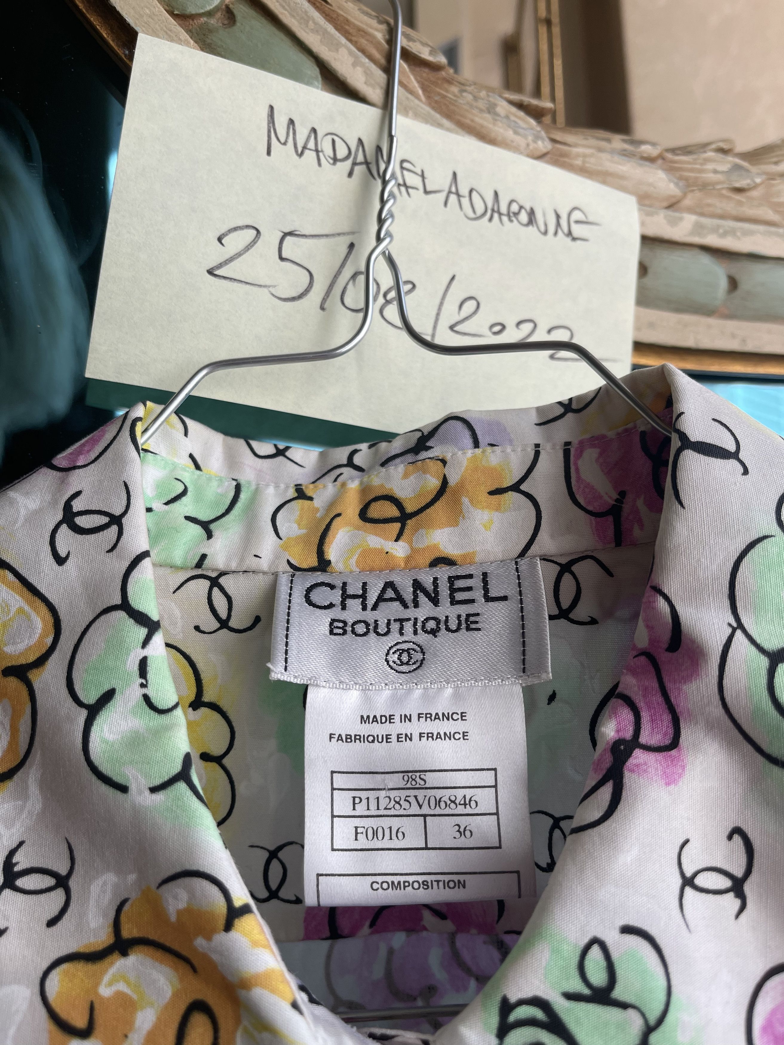 Chanel SS98 Chanel Printed Camelia Cotton Shirt Size US M / EU 48-50 / 2 - 9 Preview