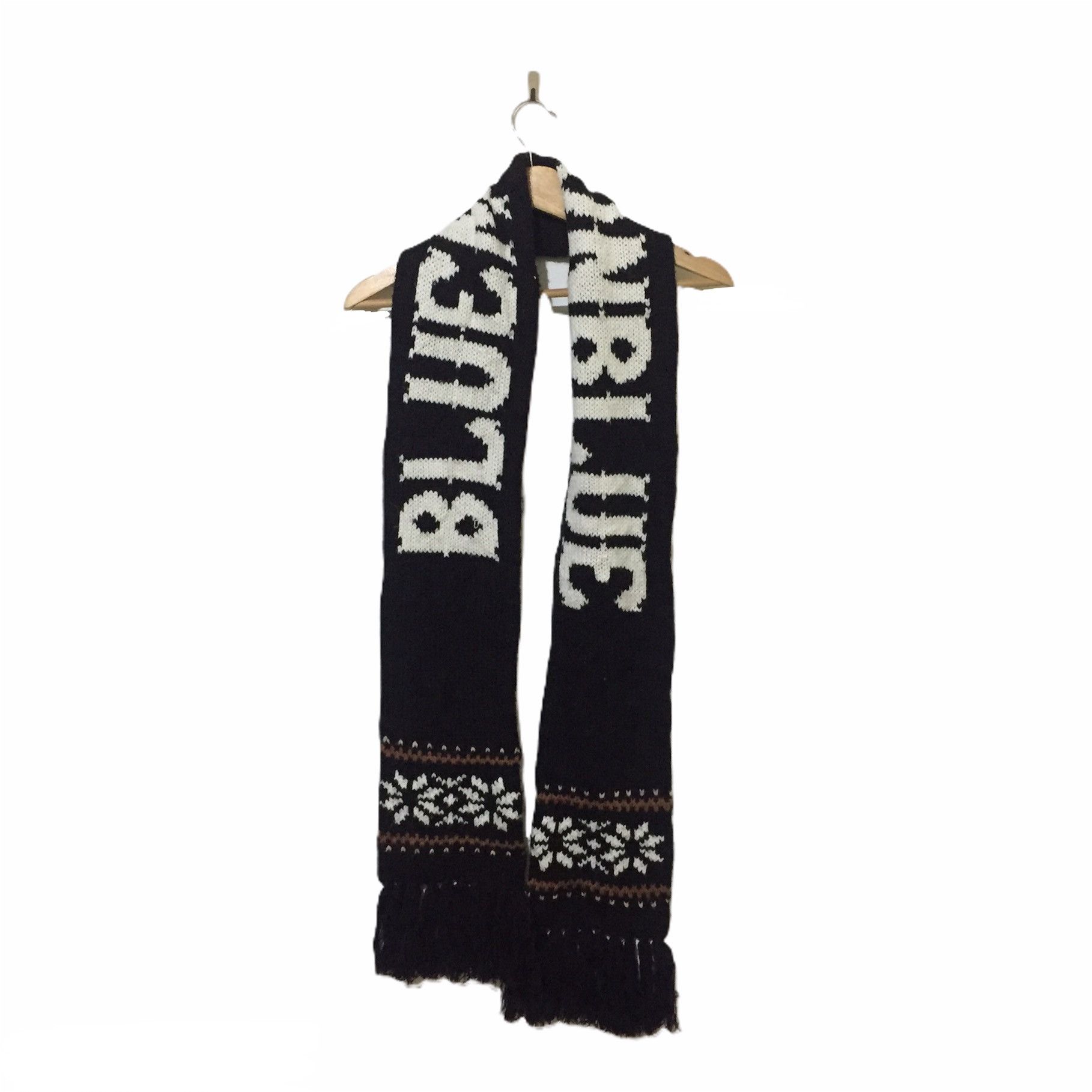 Japanese Brand Blue Moon Blue Wool Scarf Size ONE SIZE - 1 Thumbnail