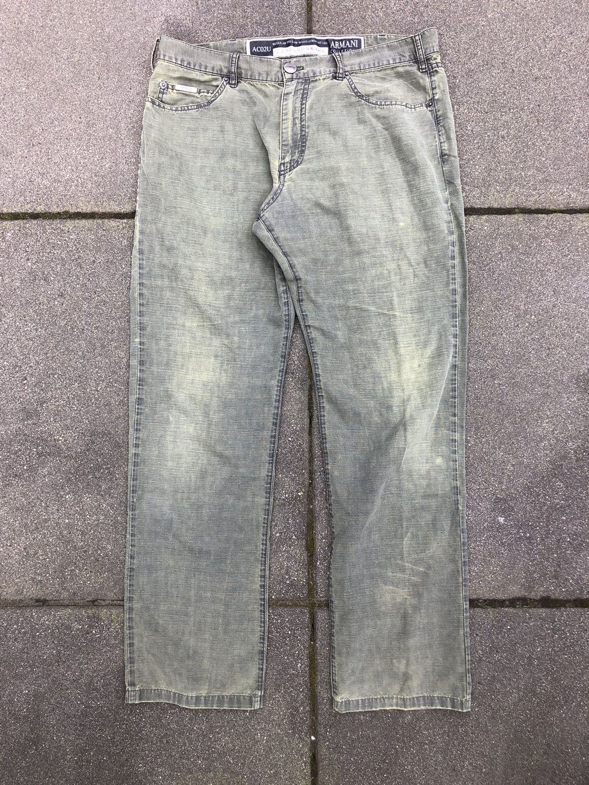 Armani × Giorgio Armani Armani green acid faded wash denim treated Size US 36 / EU 52 - 1 Thumbnail