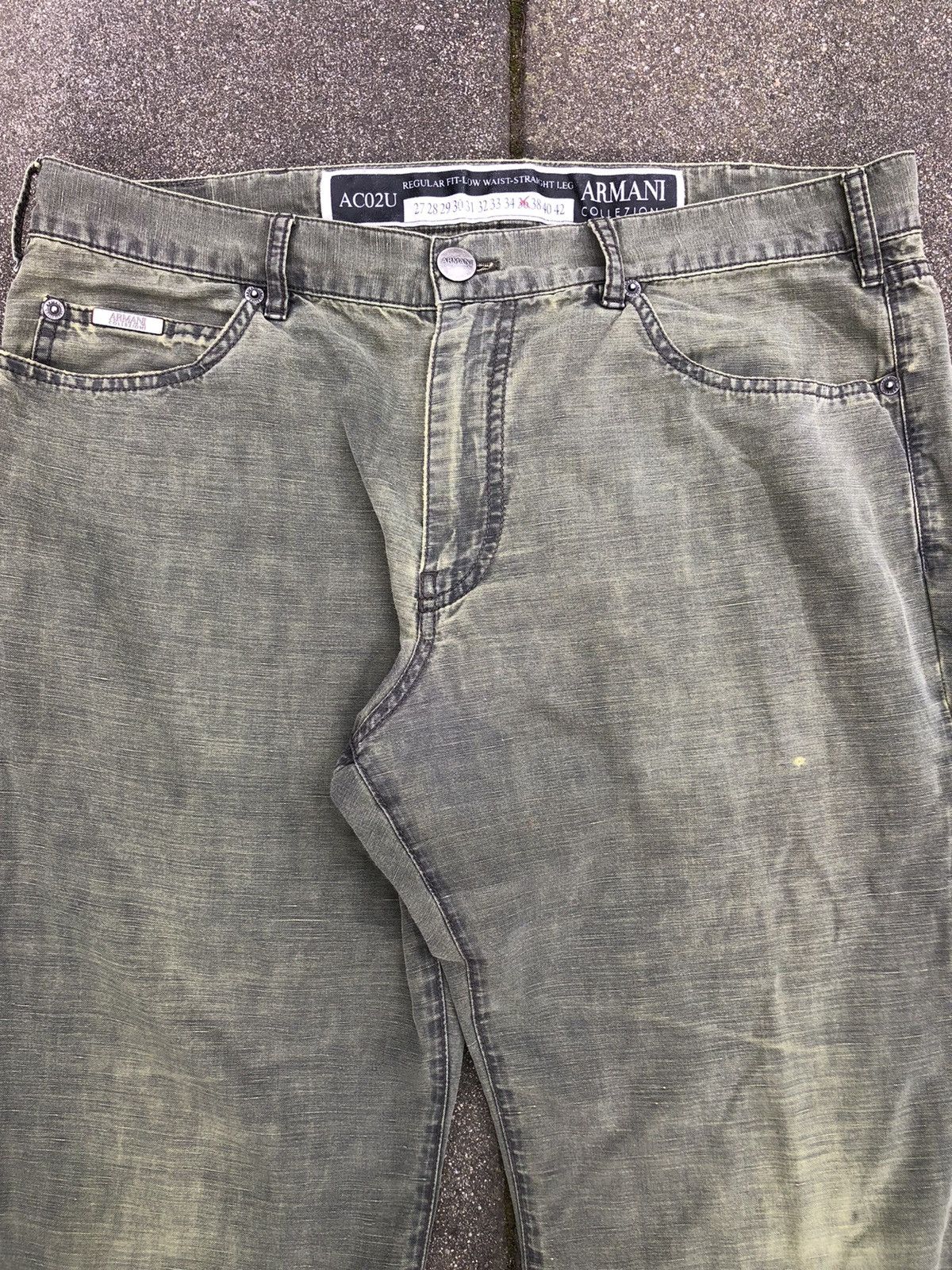 Armani × Giorgio Armani Armani green acid faded wash denim treated Size US 36 / EU 52 - 2 Thumbnail