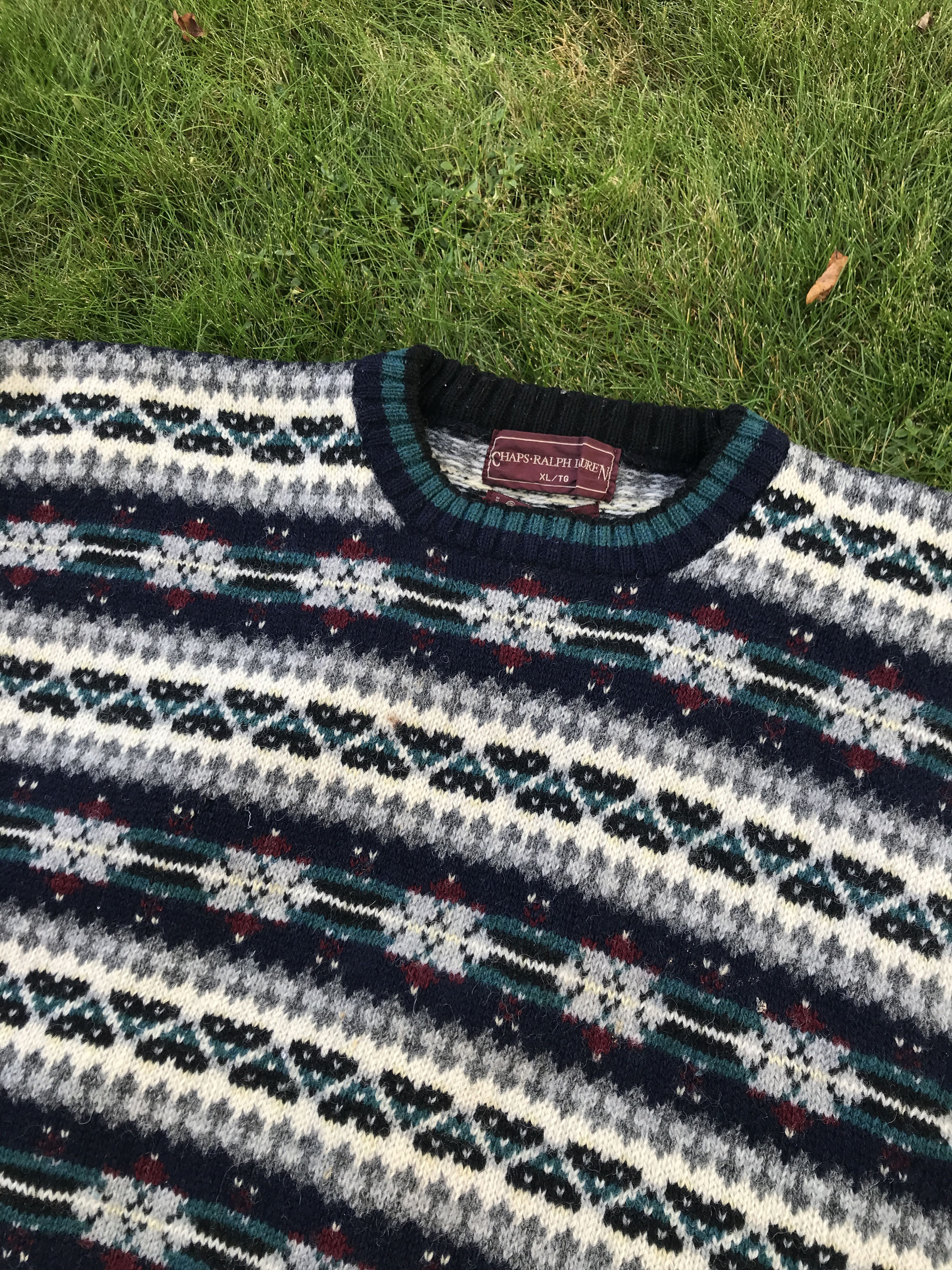 Chaps Ralph Lauren × Coogi × Vintage Vintage 90s Chaps Knit All Over Print Coogi Style Sweater Size US L / EU 52-54 / 3 - 2 Thumbnail