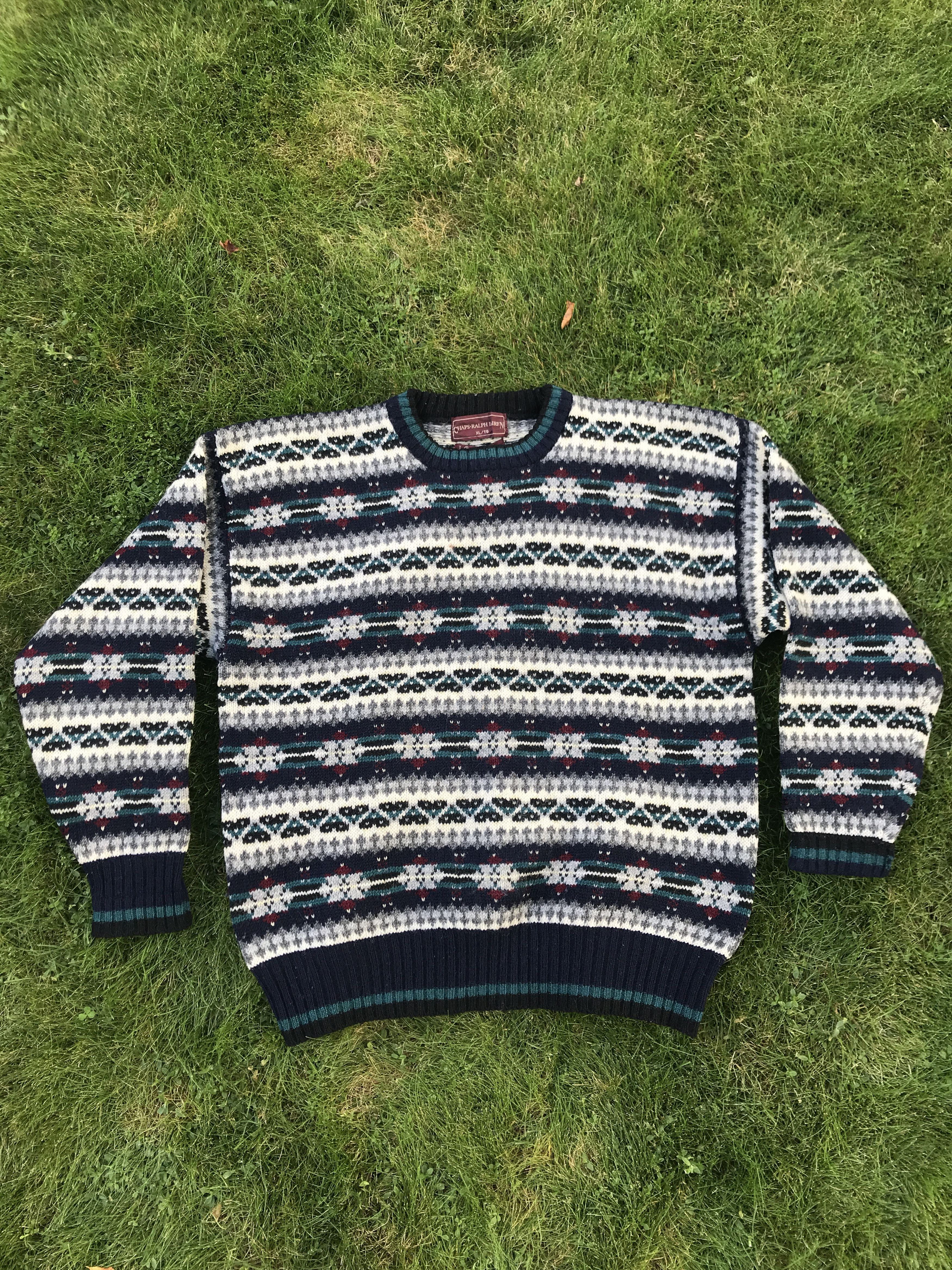 Chaps Ralph Lauren × Coogi × Vintage Vintage 90s Chaps Knit All Over Print Coogi Style Sweater Size US L / EU 52-54 / 3 - 1 Thumbnail