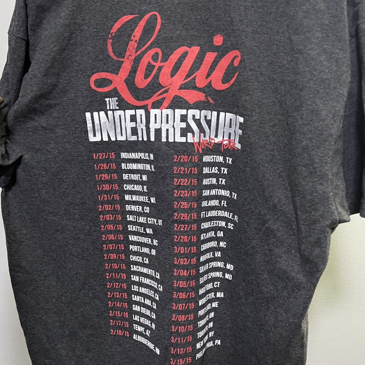 Band Tees × Logic × Rap Tees Vintage 2015 Logic Under Pressure World Tour Tee Shirt Size US L / EU 52-54 / 3 - 4 Thumbnail