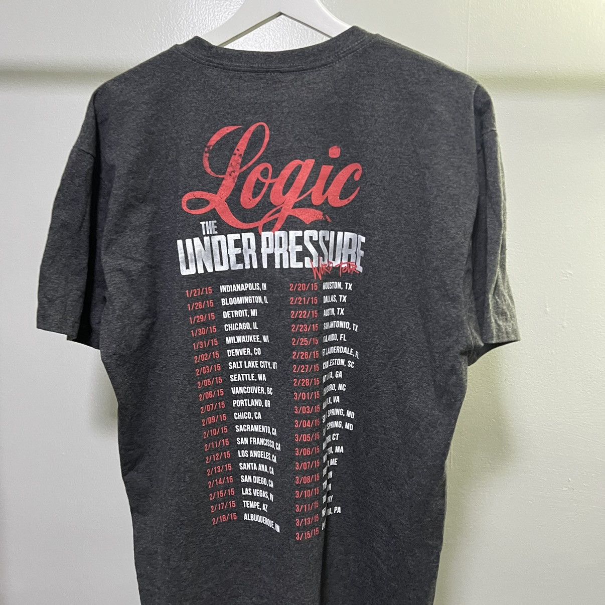 Band Tees × Logic × Rap Tees Vintage 2015 Logic Under Pressure World Tour Tee Shirt Size US L / EU 52-54 / 3 - 3 Thumbnail