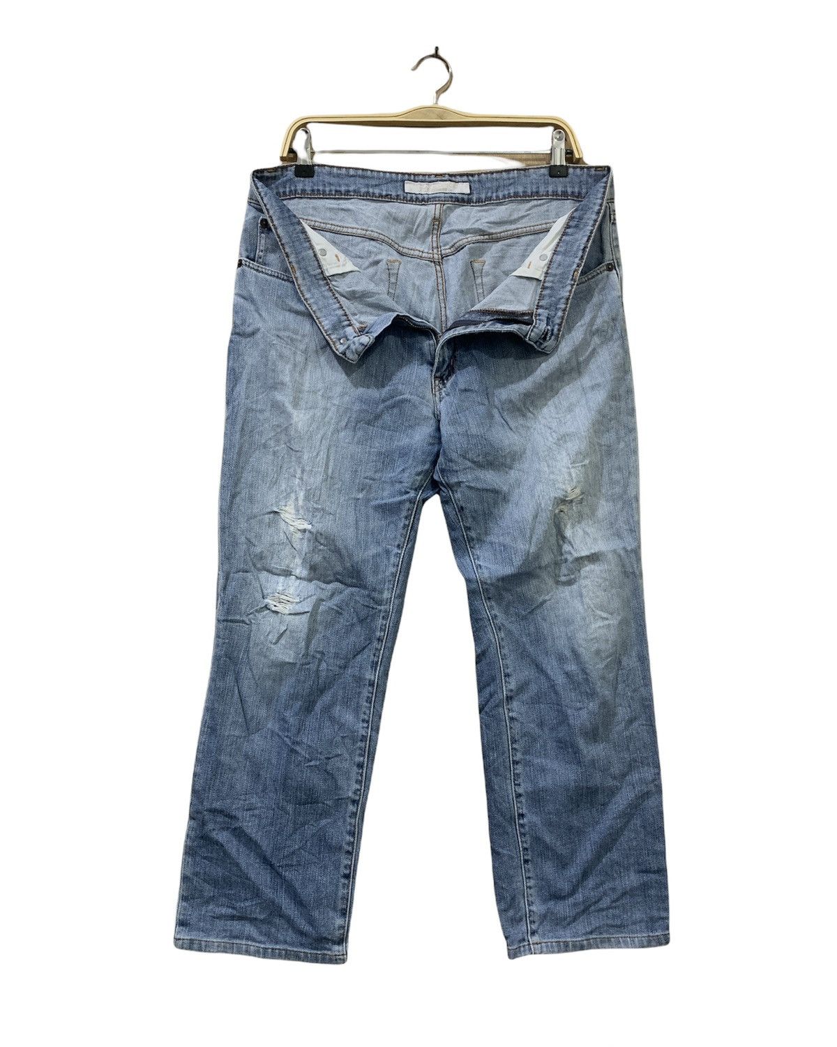 Japanese Brand × Uniqlo UNIQLO Vtg 90s Rugged Women Stonewash Distressed Denim Jeans Size US 34 / EU 50 - 3 Thumbnail