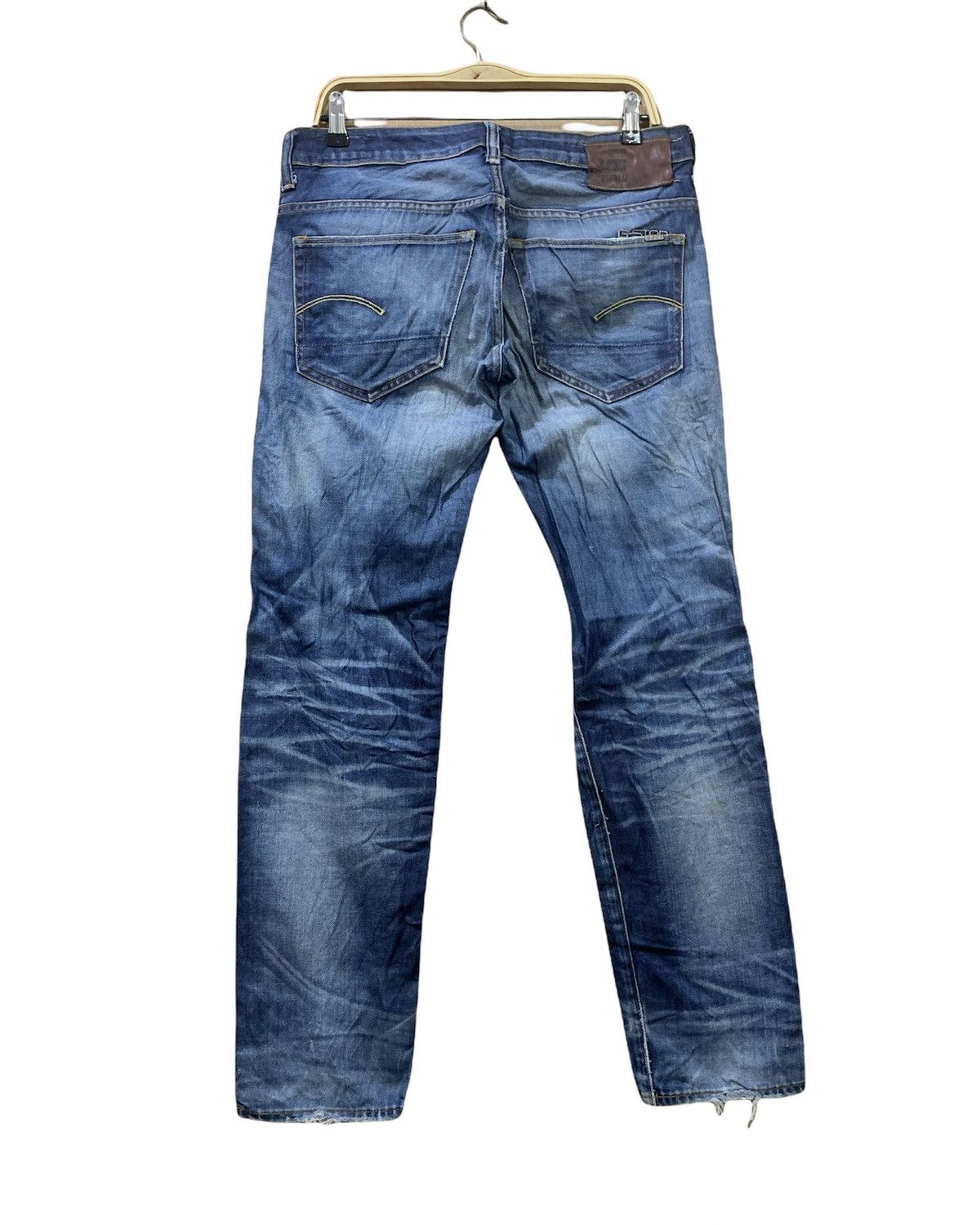 G-Star G STAR RAW 3301 Rare Stonewash Indigo Distressed Denim Jeans Size US 33 - 2 Thumbnail