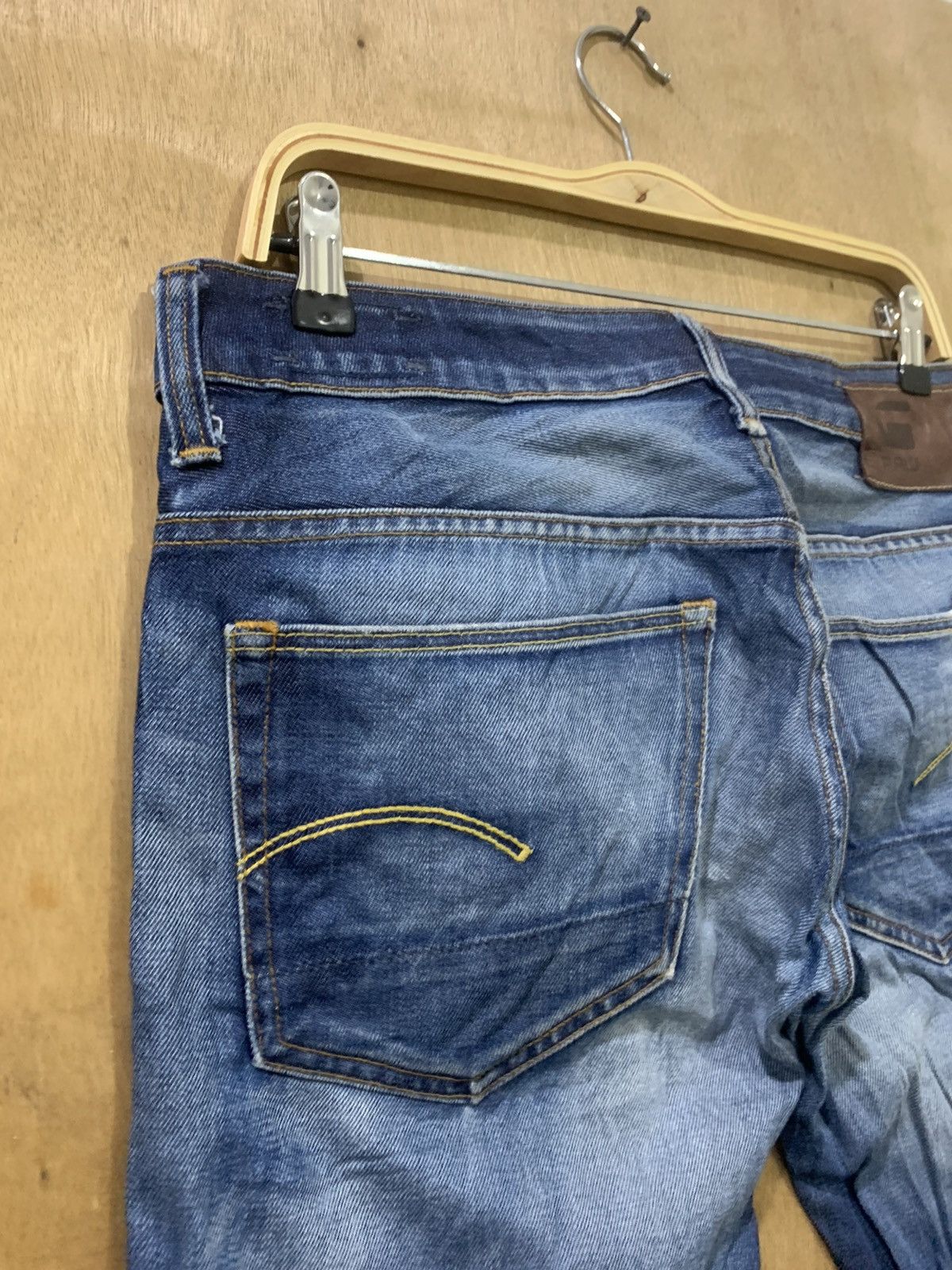G-Star G STAR RAW 3301 Rare Stonewash Indigo Distressed Denim Jeans Size US 33 - 14 Thumbnail