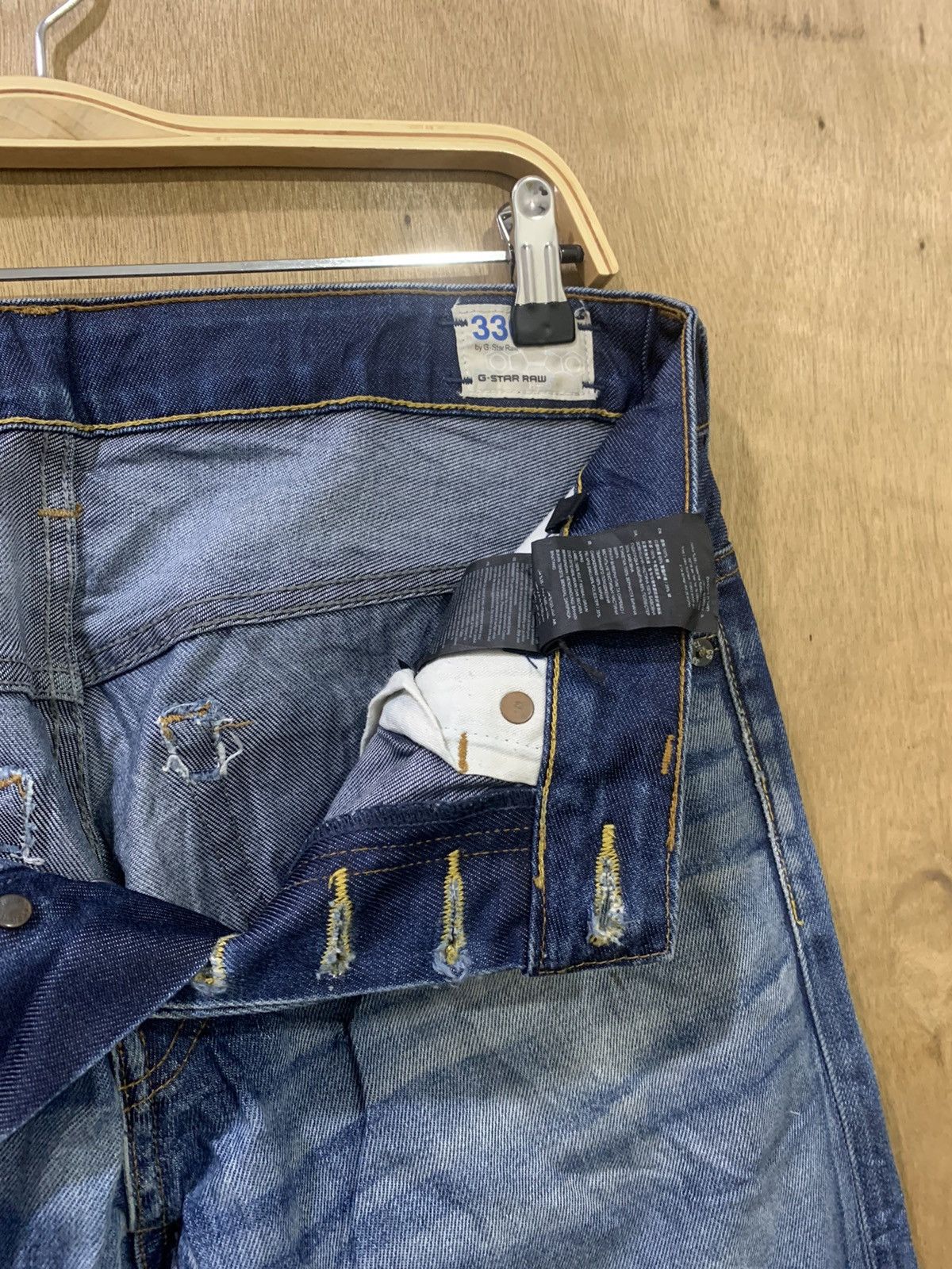 G-Star G STAR RAW 3301 Rare Stonewash Indigo Distressed Denim Jeans Size US 33 - 21 Thumbnail