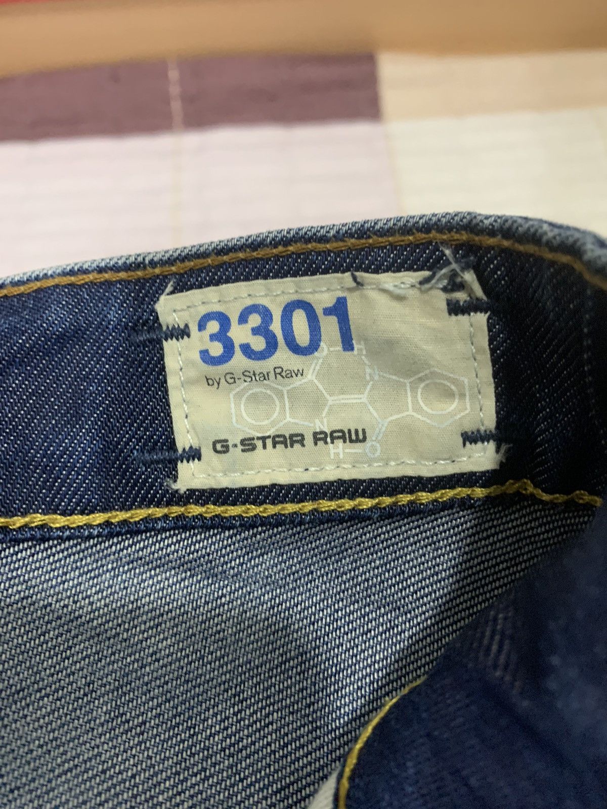 G-Star G STAR RAW 3301 Rare Stonewash Indigo Distressed Denim Jeans Size US 33 - 22 Thumbnail
