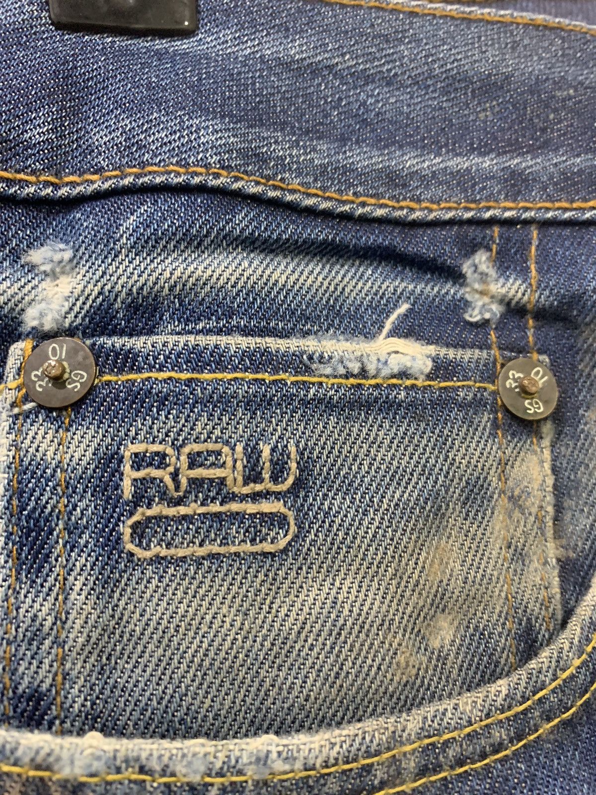 G-Star G STAR RAW 3301 Rare Stonewash Indigo Distressed Denim Jeans Size US 33 - 9 Thumbnail