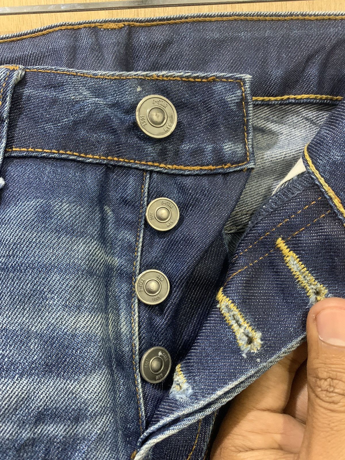 G-Star G STAR RAW 3301 Rare Stonewash Indigo Distressed Denim Jeans Size US 33 - 11 Thumbnail