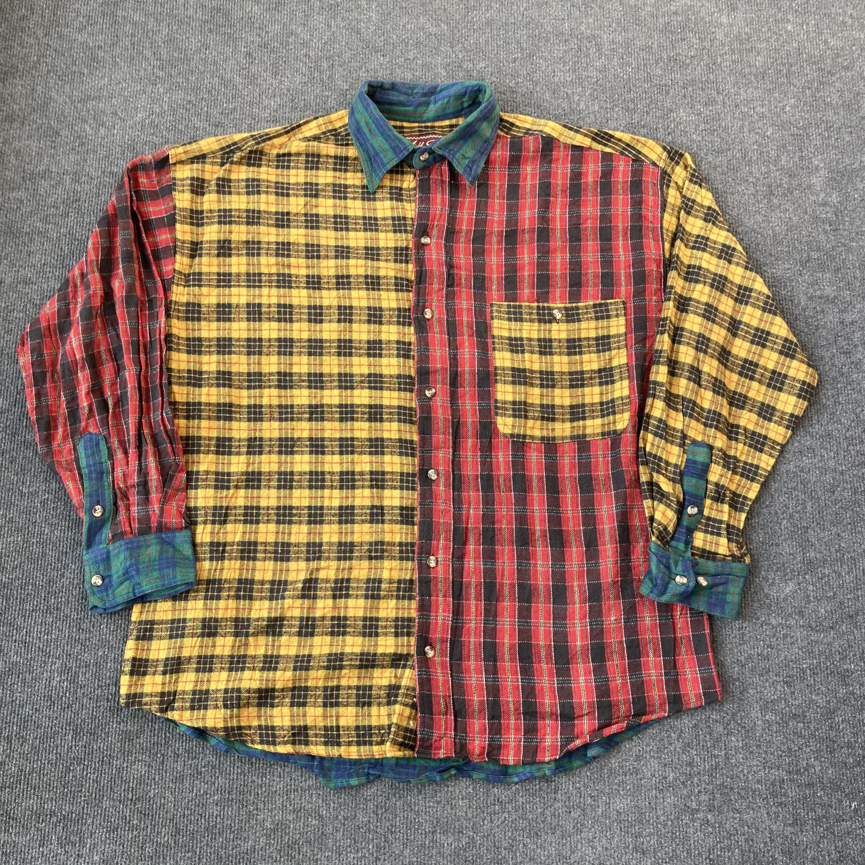 Flannel Vtg Flannel Multicolor Plain Shadow 90s Shirt Size US L / EU 52-54 / 3 - 1 Thumbnail
