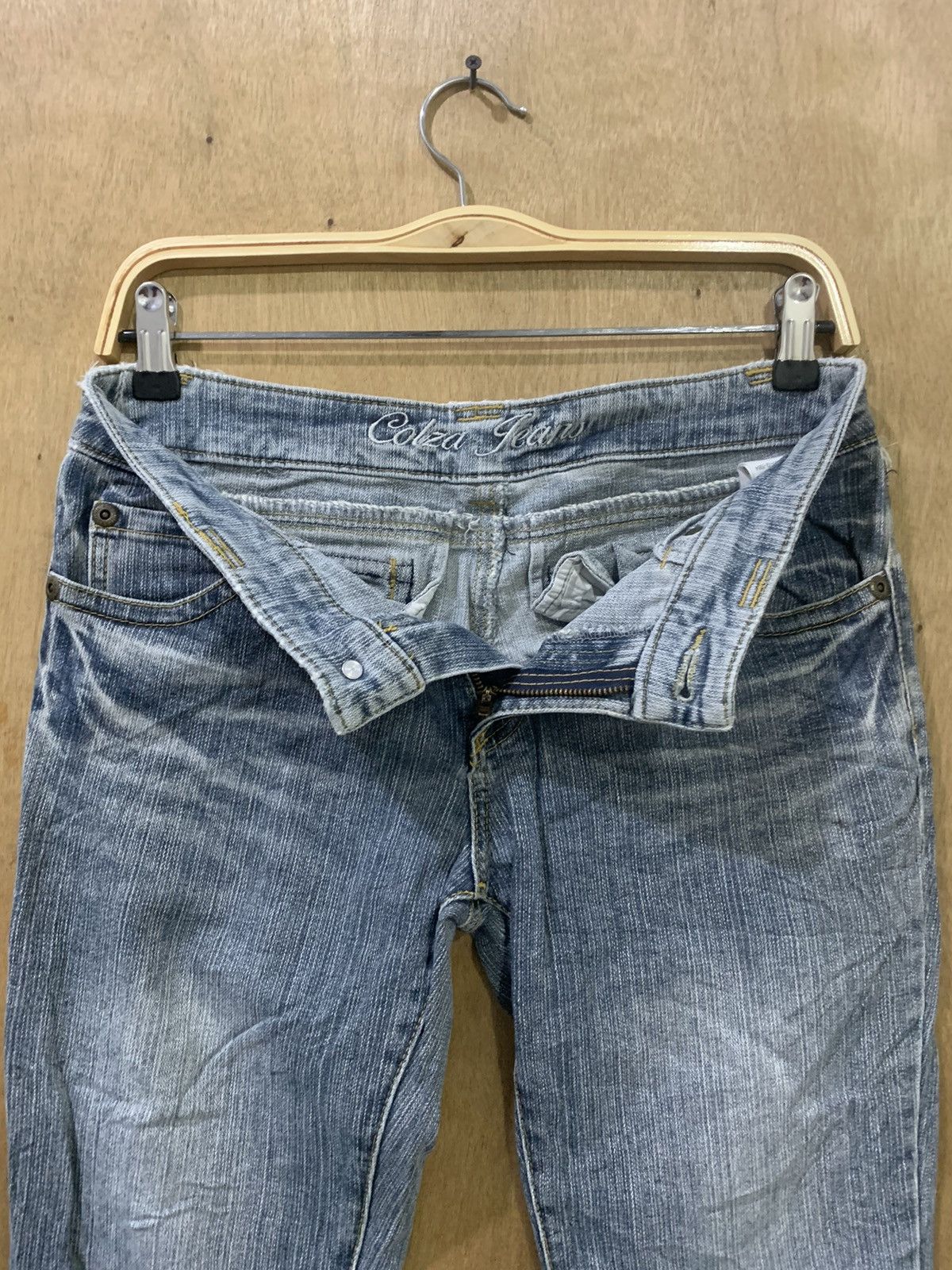 Japanese Brand COLZA Vtg 90s High Rise Stonewash Skinny Slimfit Denim Jeans Size 29" - 15 Thumbnail