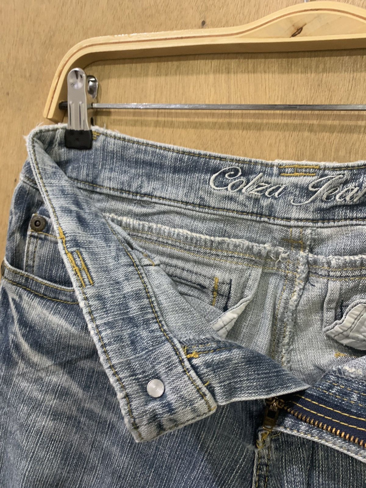 Japanese Brand COLZA Vtg 90s High Rise Stonewash Skinny Slimfit Denim Jeans Size 29" - 16 Thumbnail