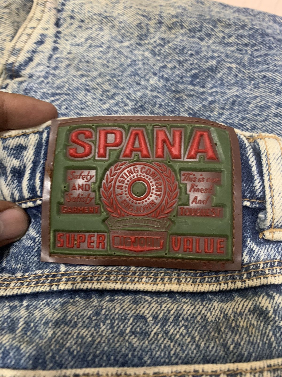 Big John × Japanese Brand SPANA BIG JOHN Vintage 80s Rare Worker Acidwash Denim Jeans Size US 36 / EU 52 - 19 Thumbnail