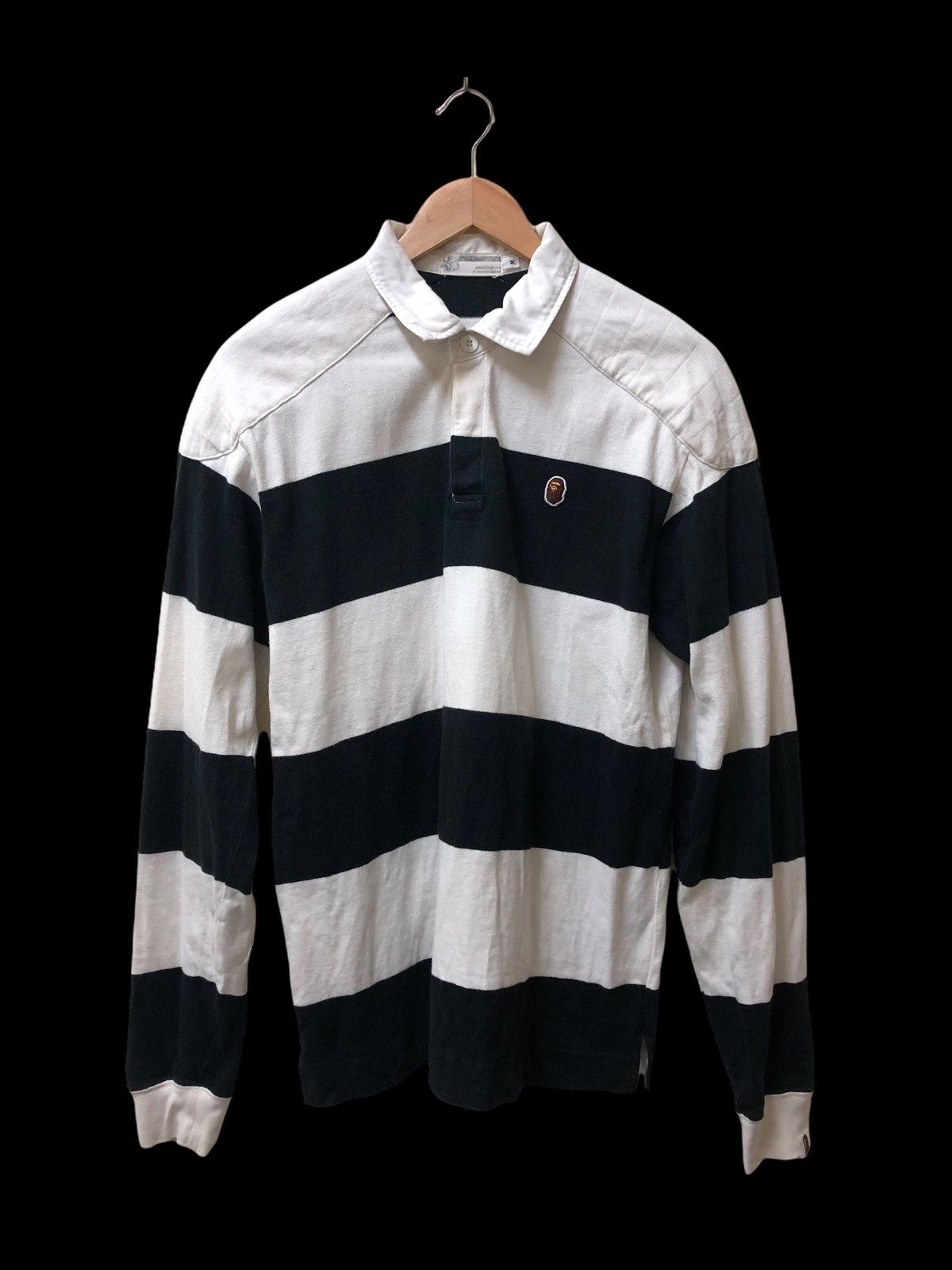 BAPE X MOUSSY 】STRIPED RUGBY L/S SHIRT MOUSSY BAPE STRIPED RUGBY