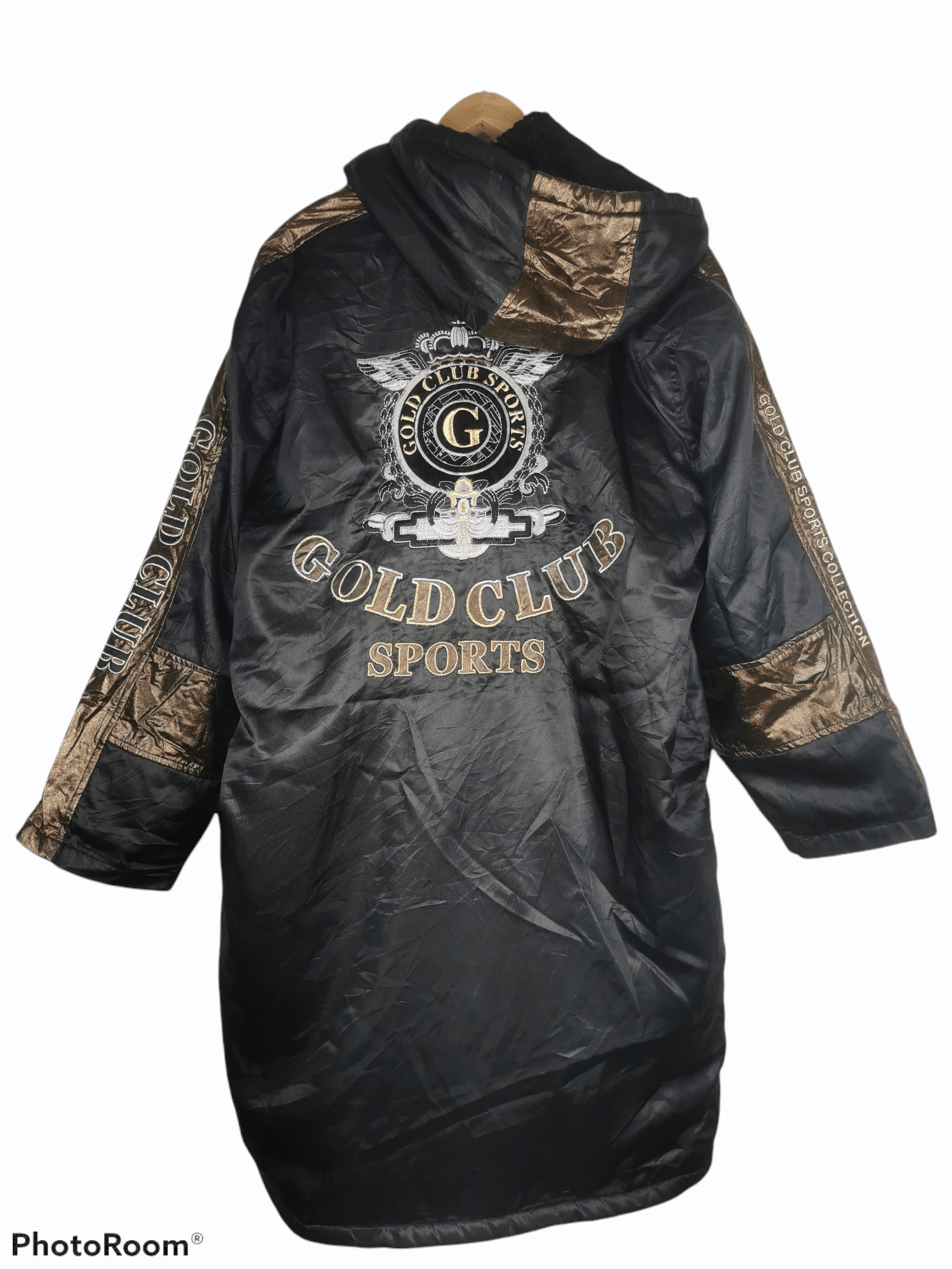 Vintage Gold Club Sports Embroidery Logo Long Jacket