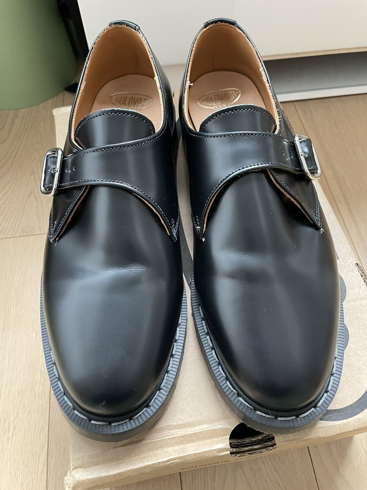 Zapatos Hombre Monje Zapatos Monk Solovair Hi-Shine De Hebilla